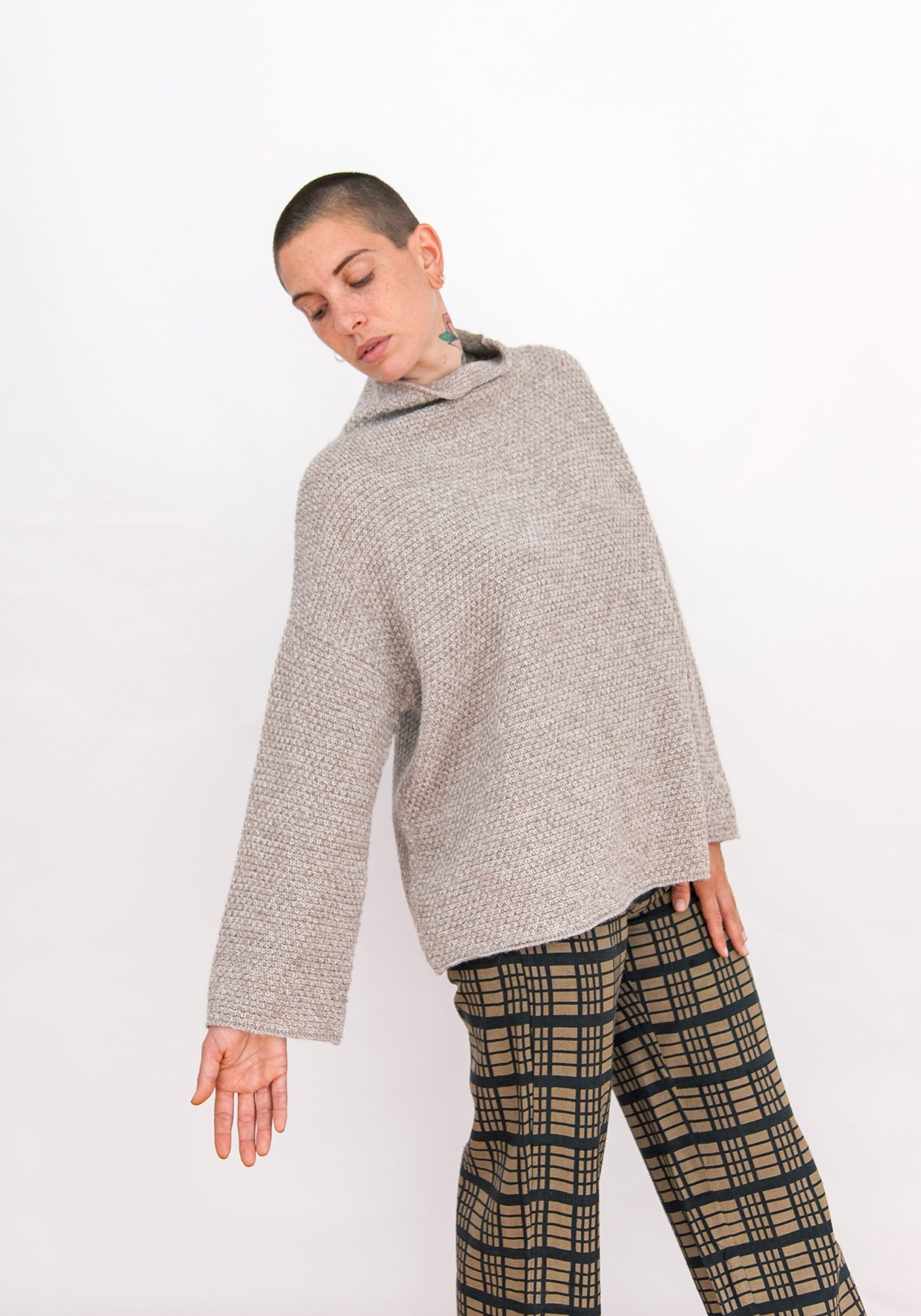 SAMPLE - ALPACA BLEND MOCK TURTLENECK - TAUPE MELANGE