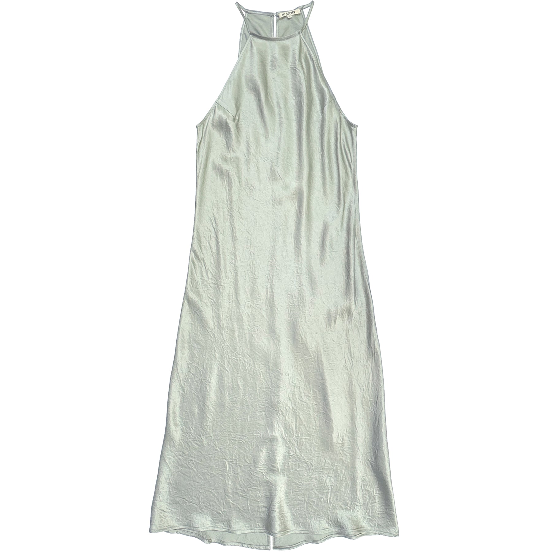 HIGH NECK BIAS DRESS - SAGE