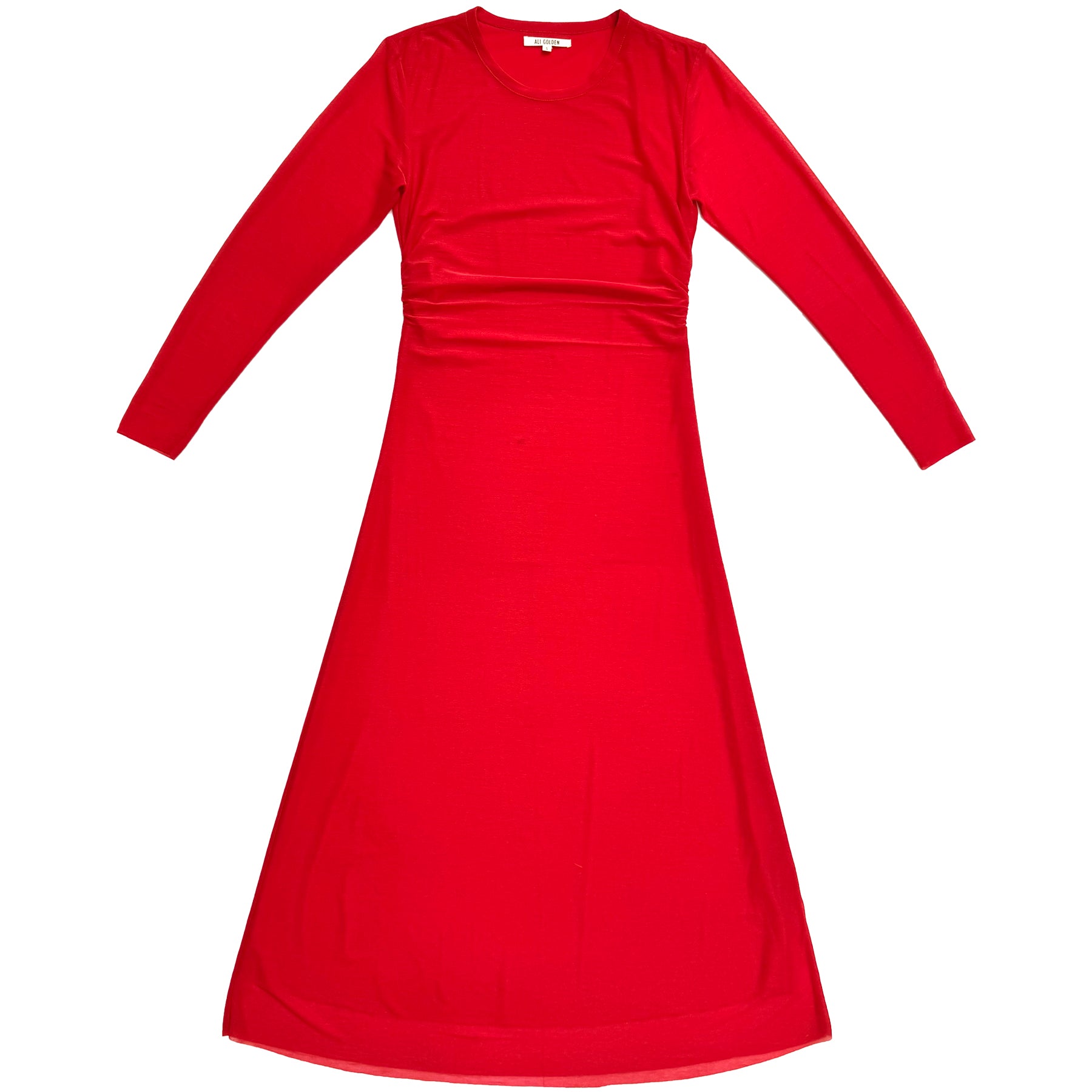 FITTED LS DRESS - RED