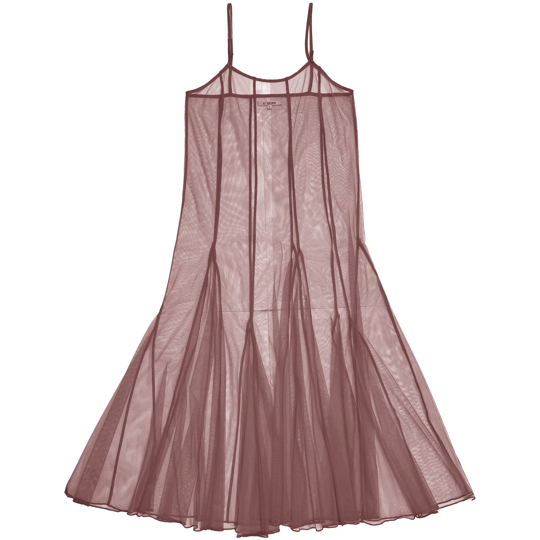 PANELED MESH DRESS - TAUPE