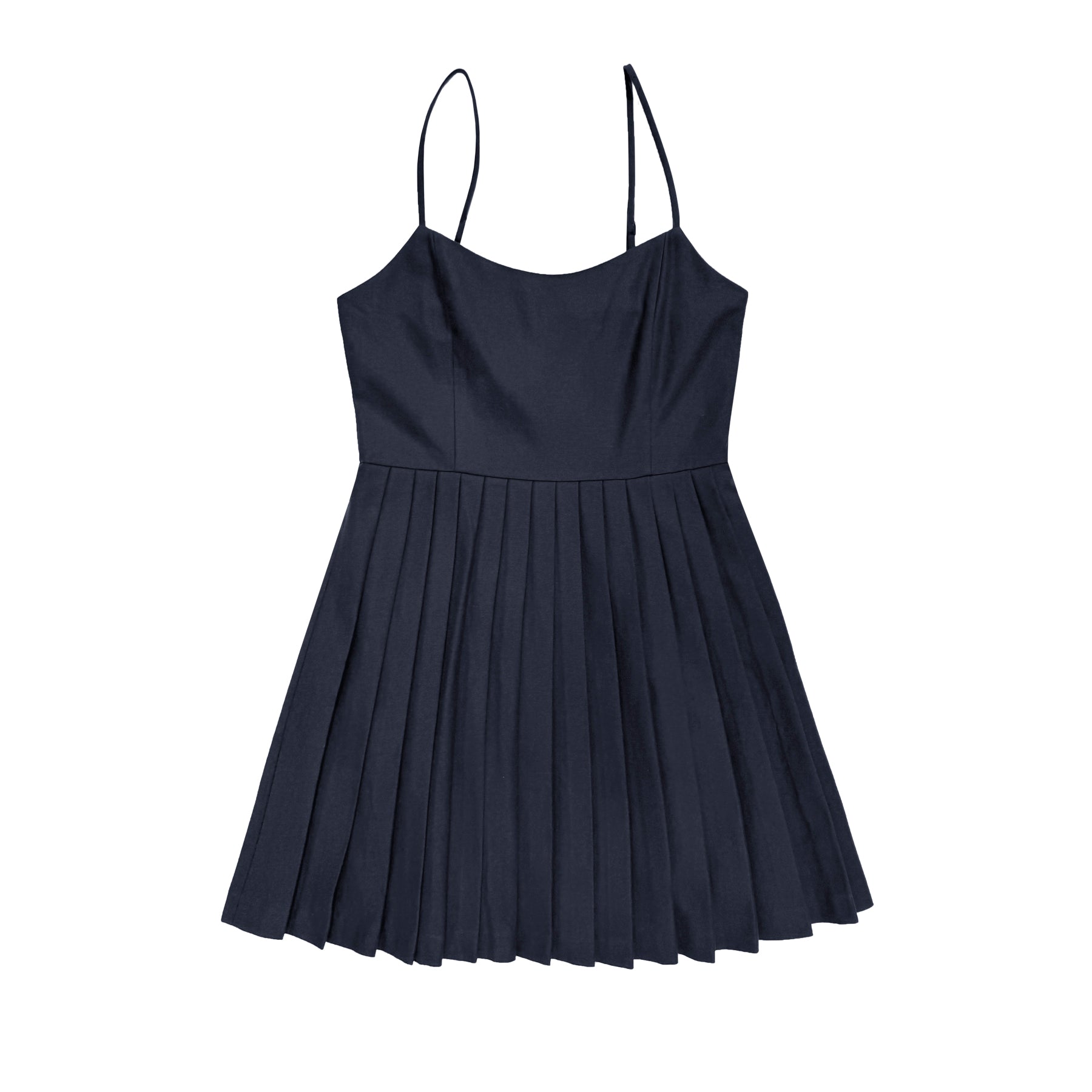 PLEATED MINI DRESS - DEEP NAVY