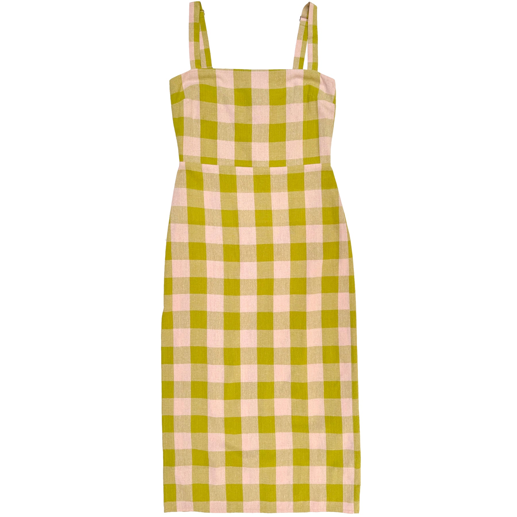 COLUMN DRESS - CHARTREUSE/PINK