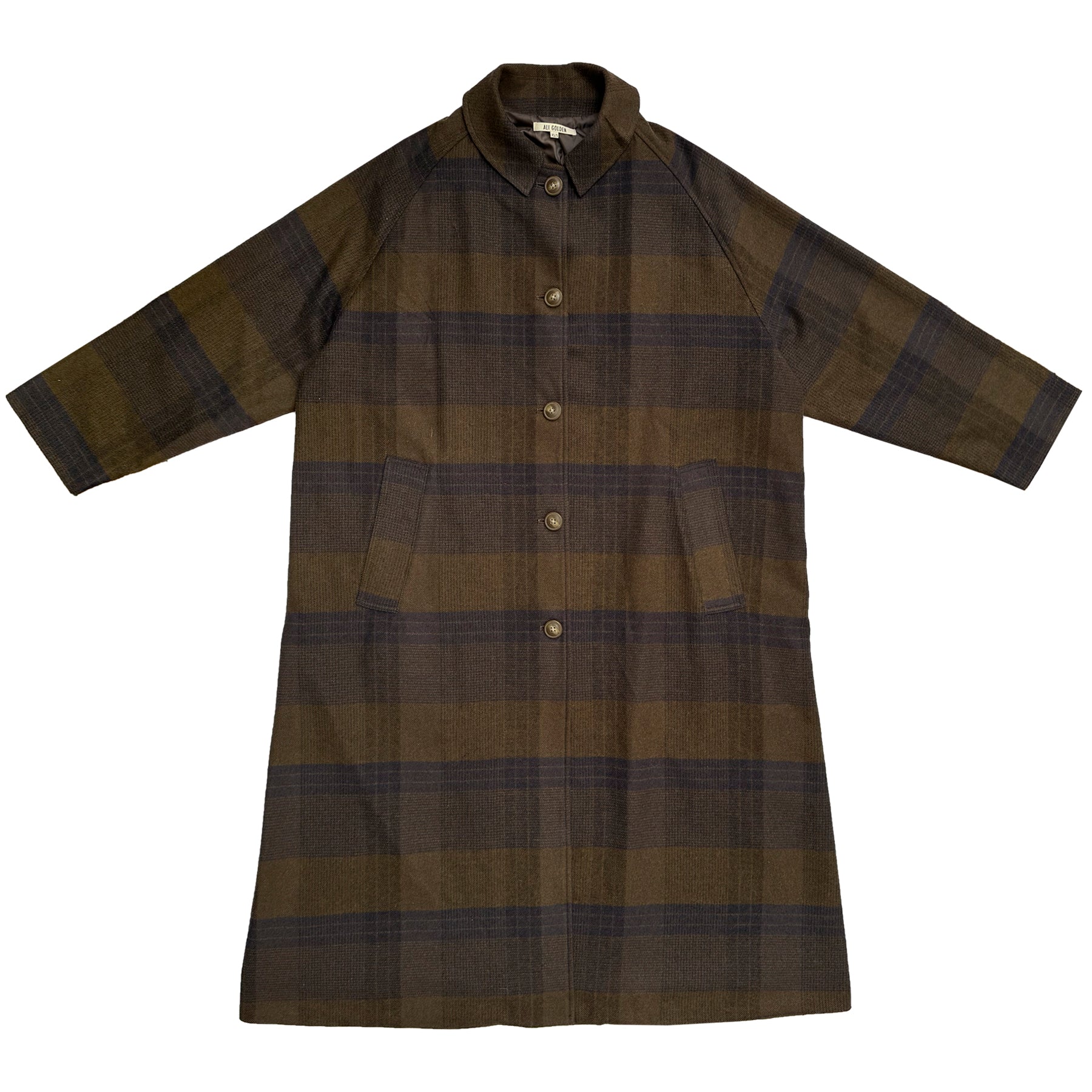 NEW PLAID TRENCH - OLIVE/NAVY PLAID