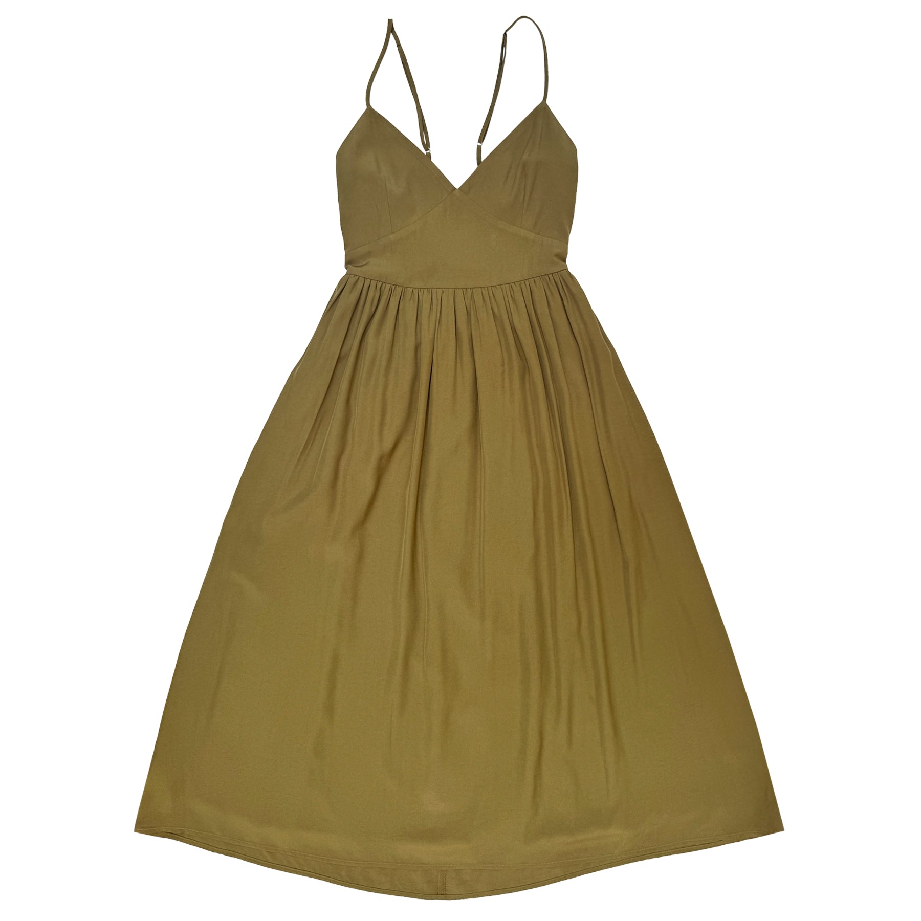 TIE BACK MIDI DRESS - OLIVE MATTE