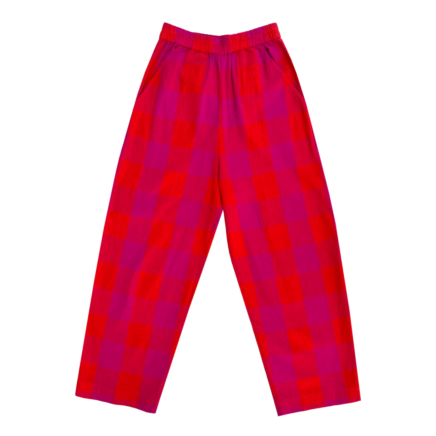 ELASTIC PANT - POPPY/PINK PLAID