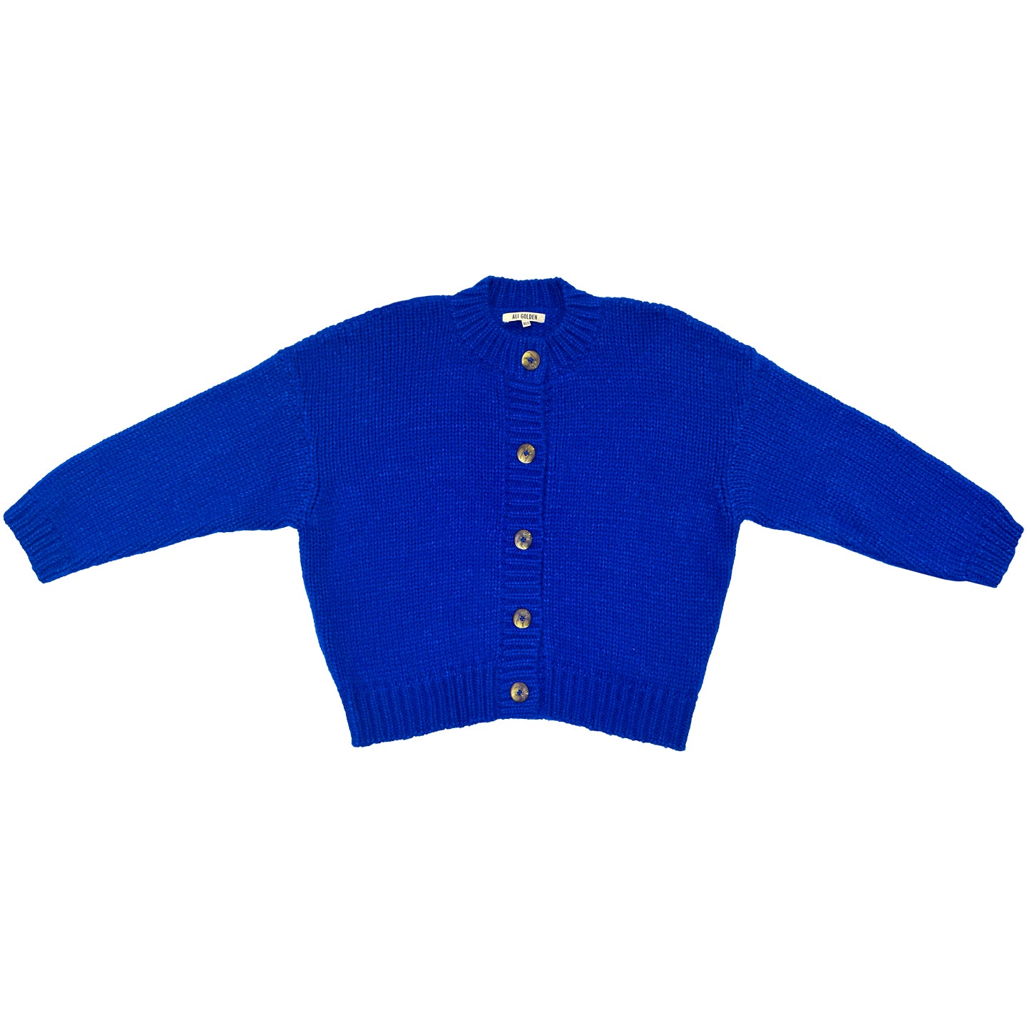 MERINO CREW-NECK CARDIGAN - COBALT