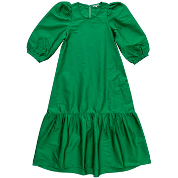PEASANT DRESS - KELLY GREEN TAFFETA