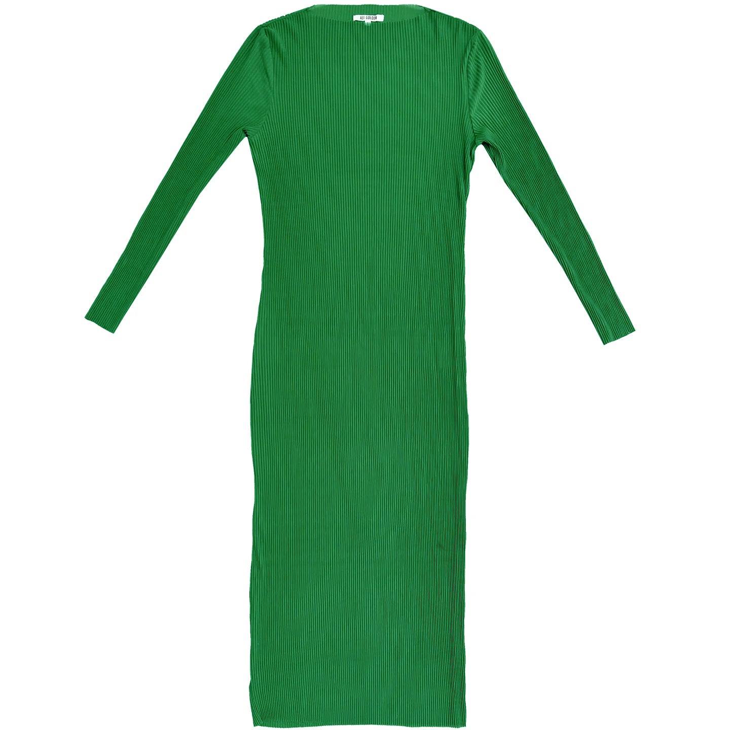 PLEATED MESH DRESS - KELLY GREEN