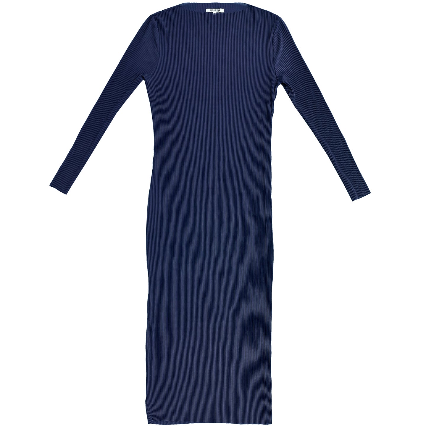 PLEATED MESH DRESS - NAVY