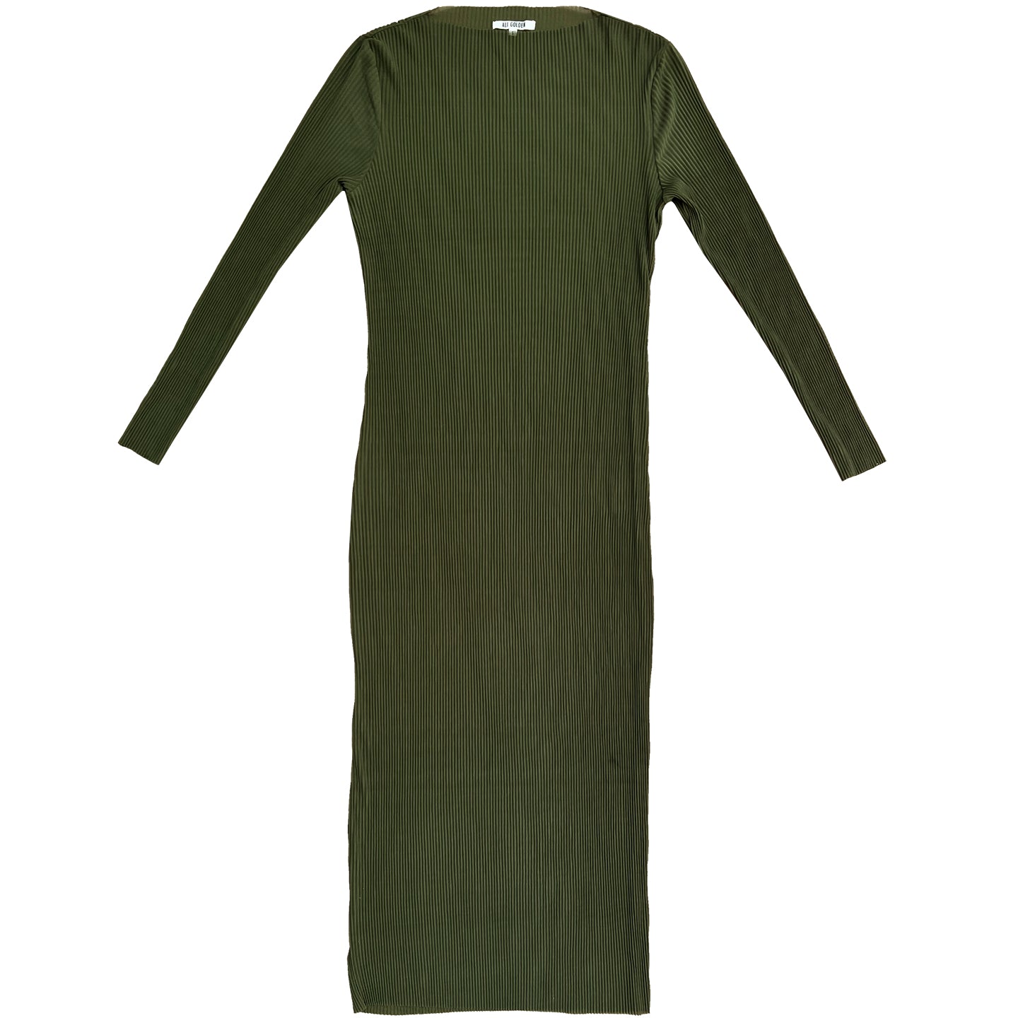 PLEATED MESH DRESS - OLIVE