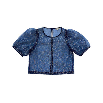 PUFF SLEEVE TOP - BLUE/SILVER SEQUINS