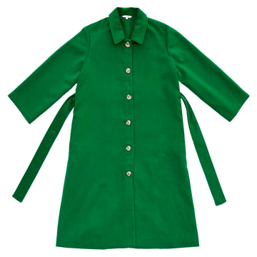 WOOL TRENCH COAT - KELLY GREEN