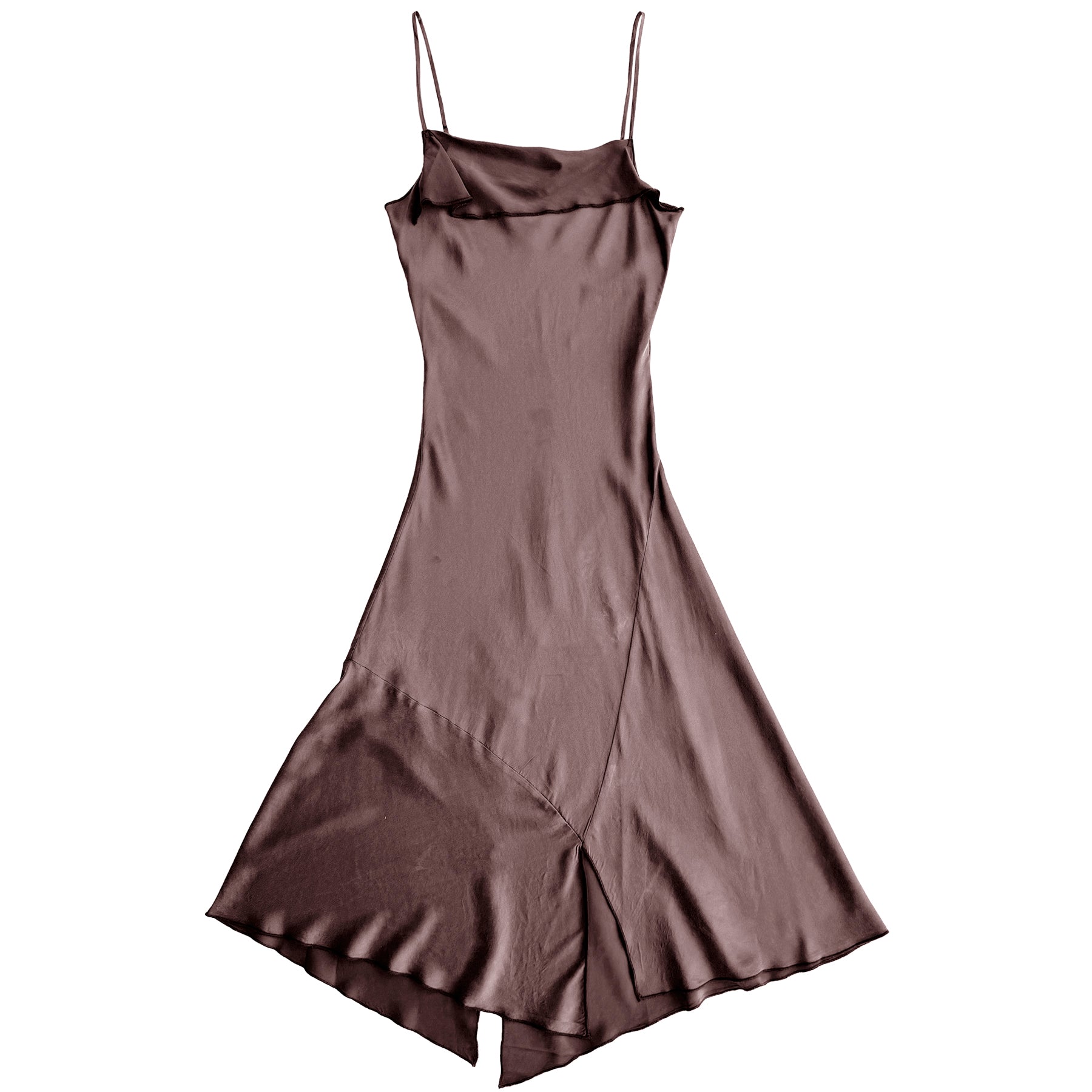 SILK ASYMMETRICAL TANK DRESS - TAUPE