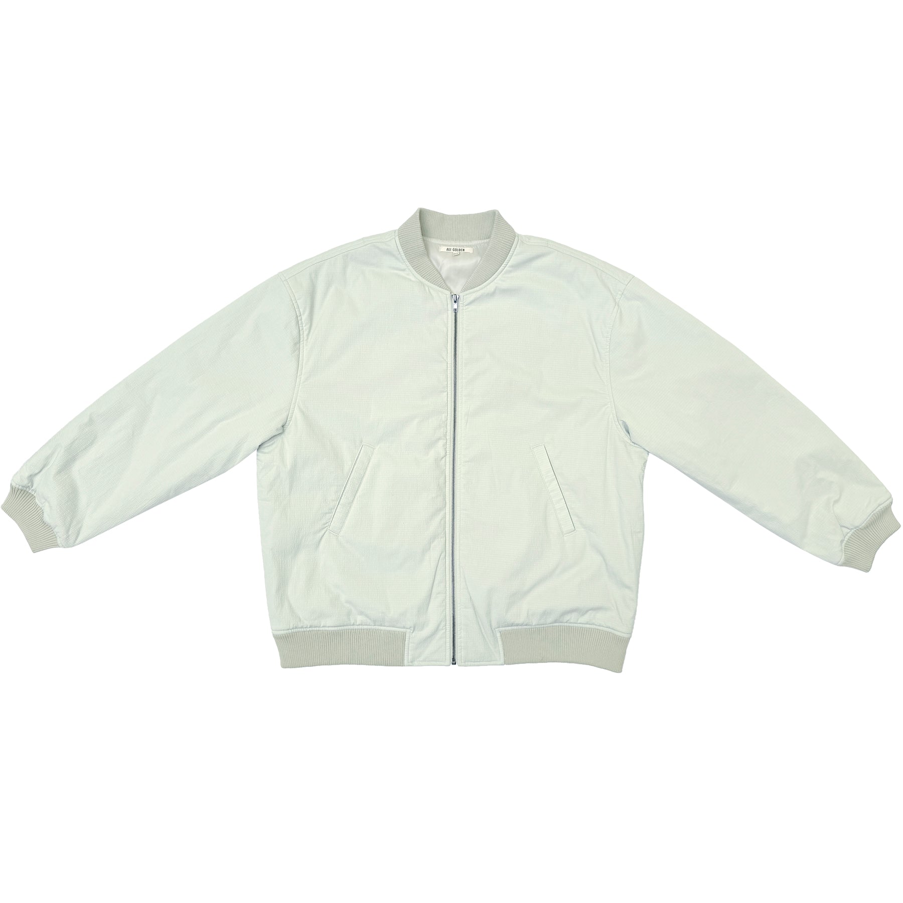 OVERSIZED BOMBER JACKET - LIGHT MINT SEERSUCKER