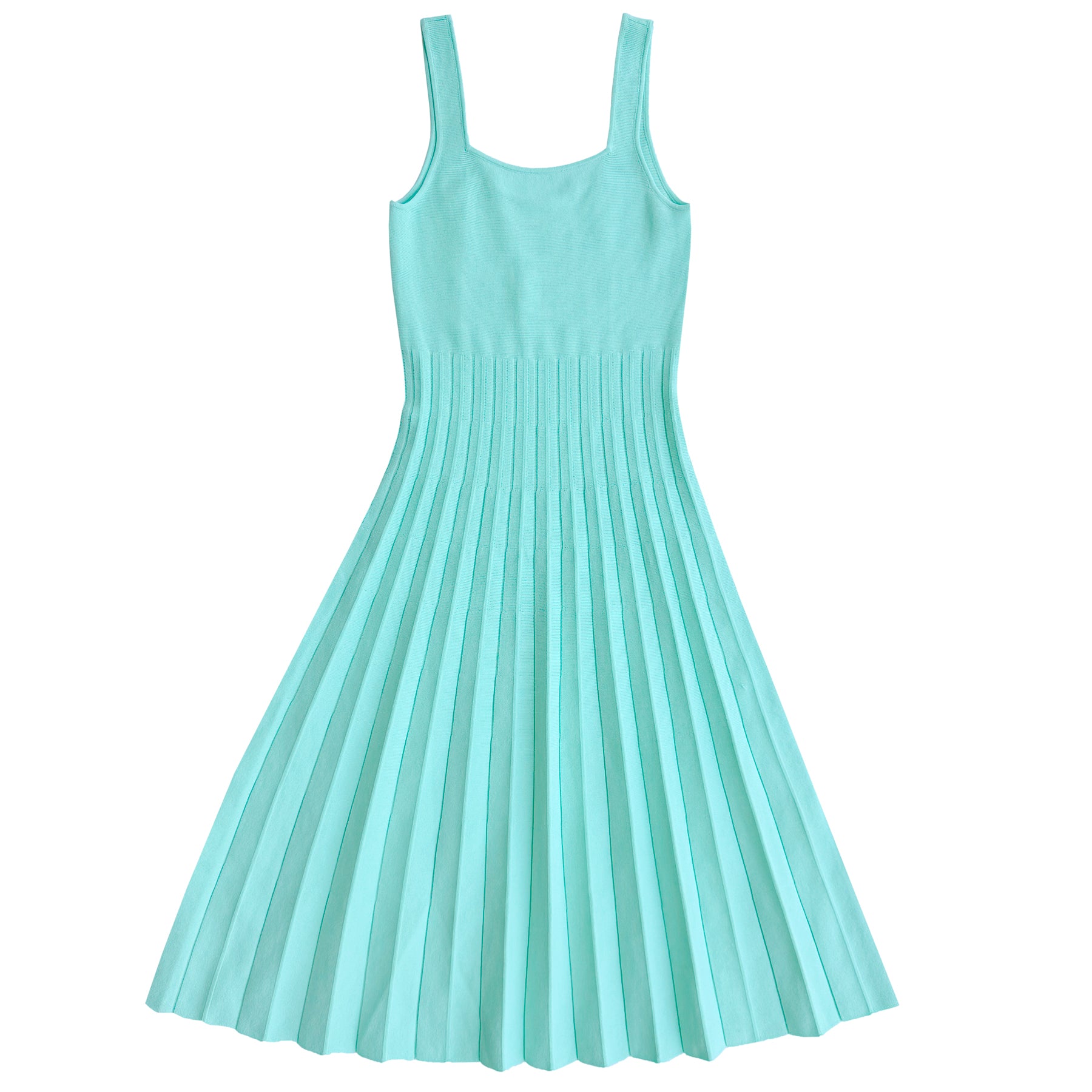 FITTED TANK DRESS W/ PLEATED SKIRT - SEA FOAM