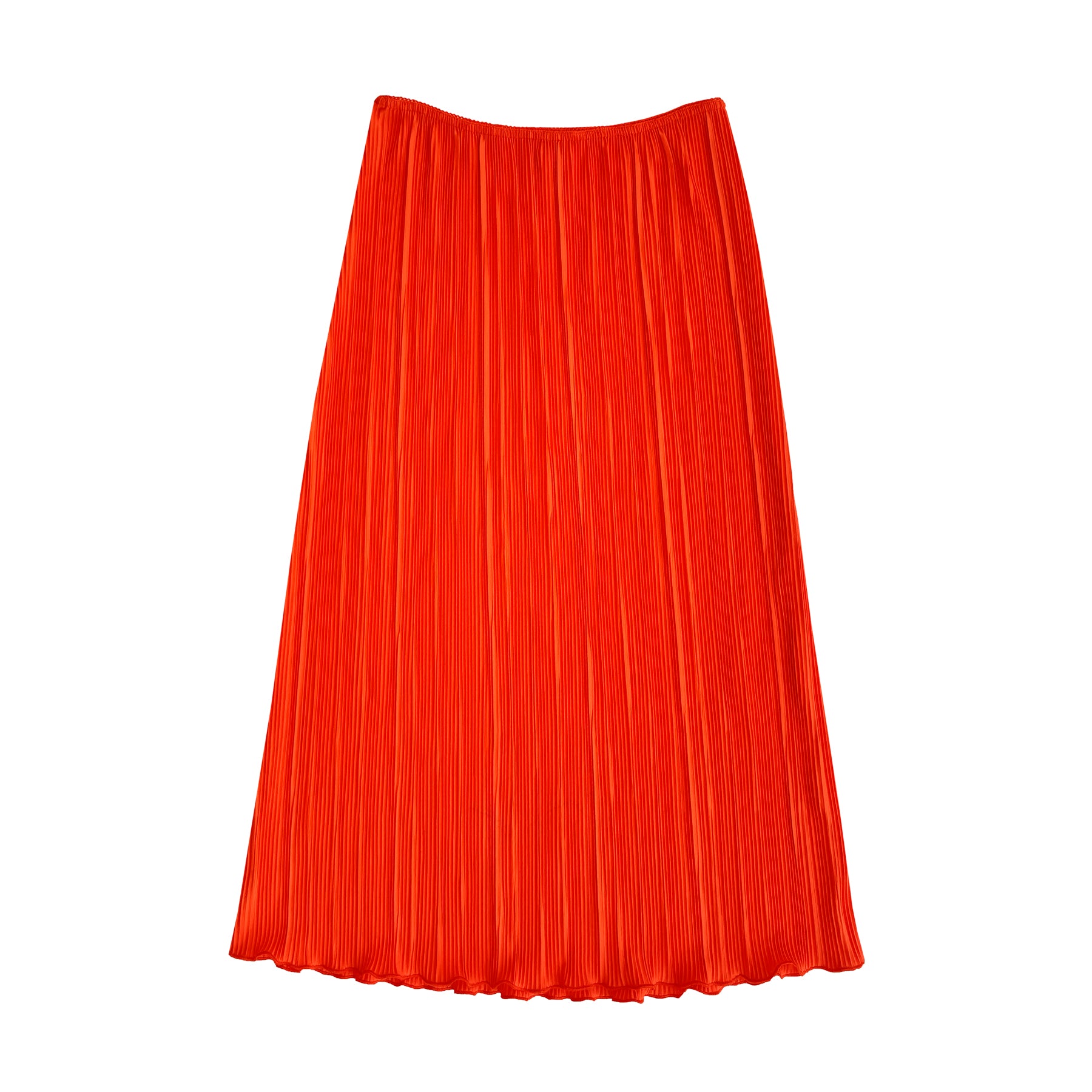 SPRING PLEATED SLIM MIDI SKIRT - POPPY