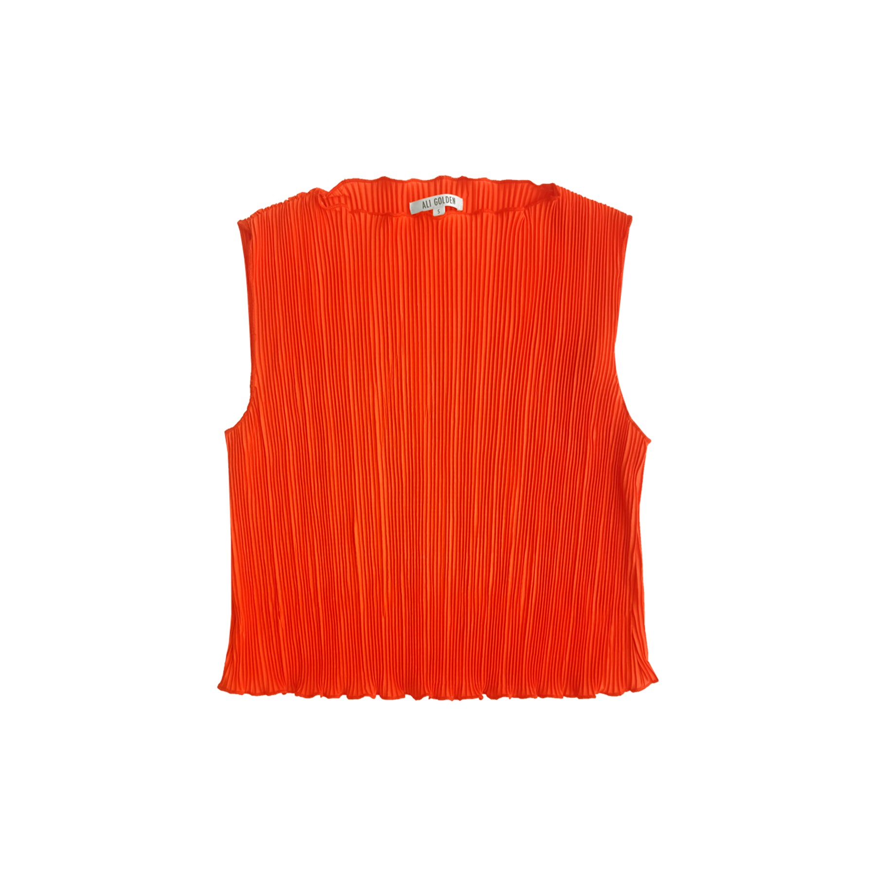 HIGH NECK PLEATED TANK - POPPY