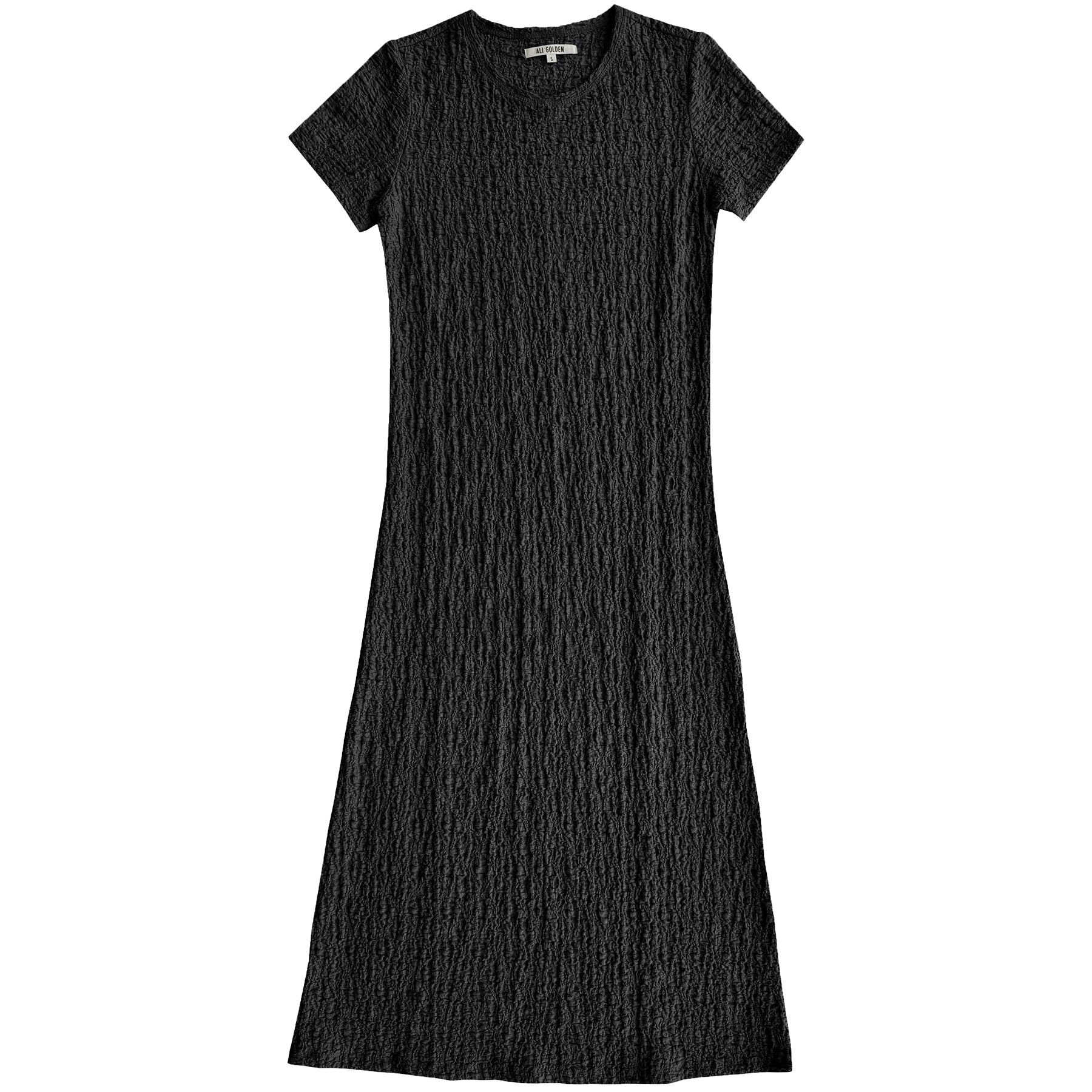 TEXTURED T-SHIRT DRESS - BLACK