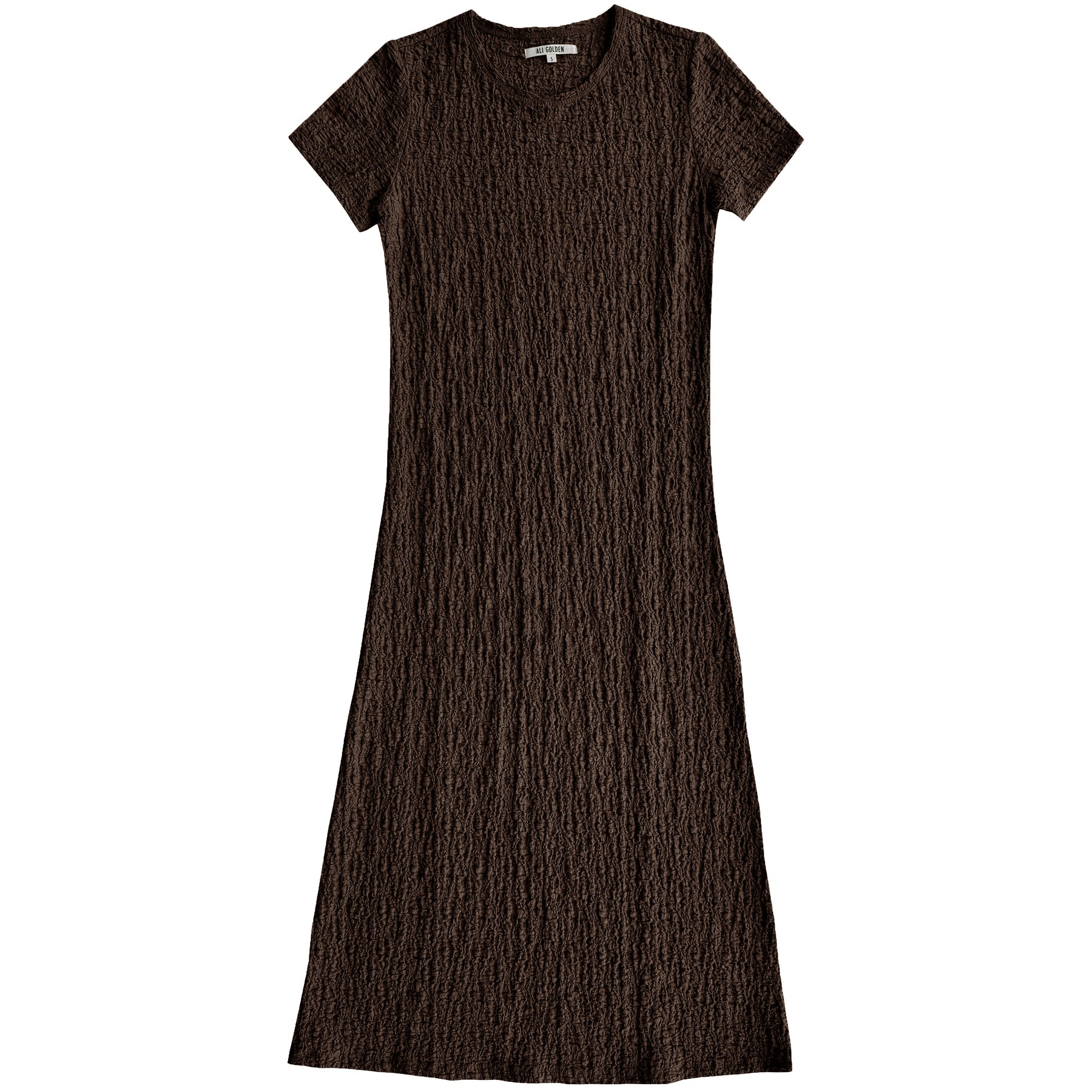 TEXTURED T-SHIRT DRESS - CHOCOLATE