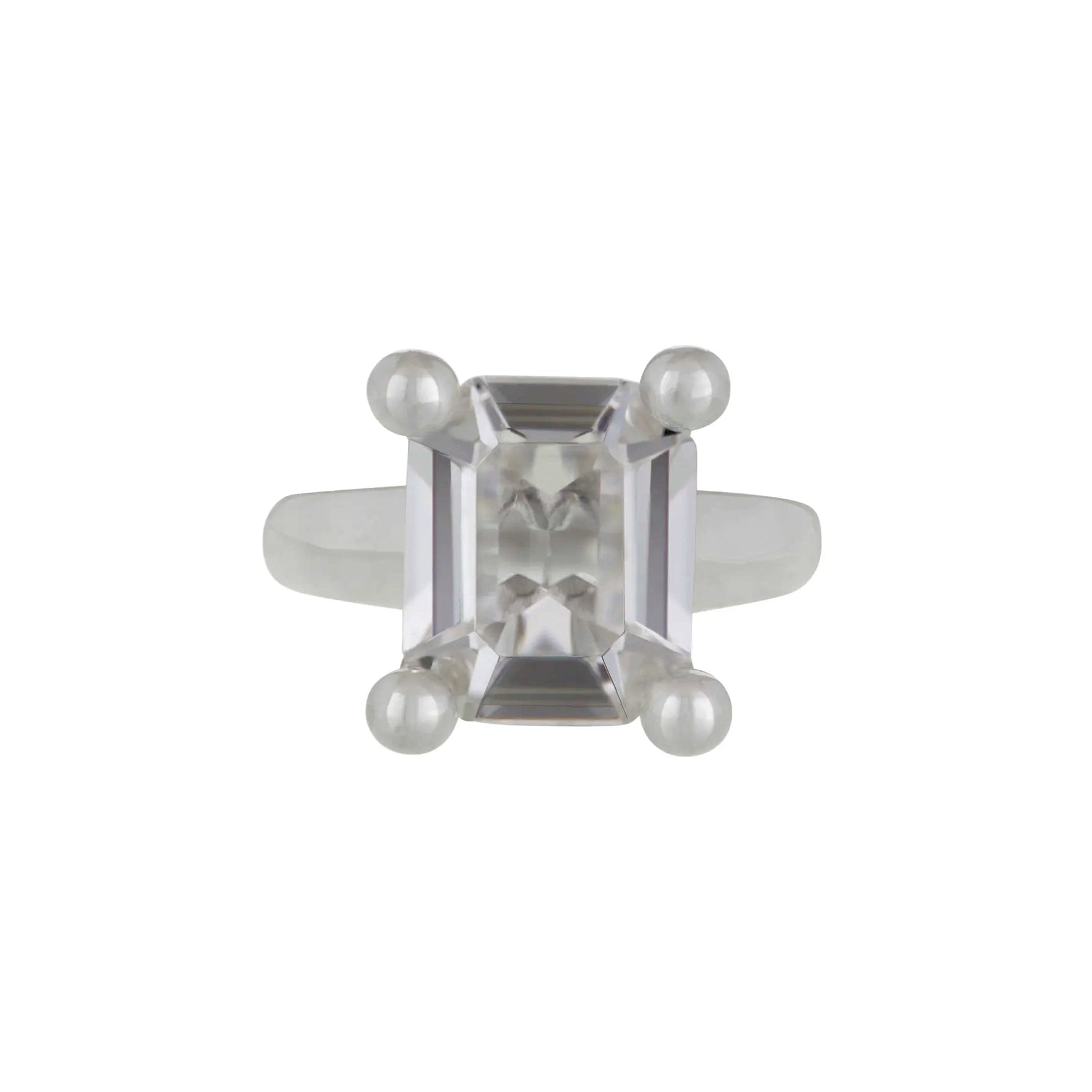 ATOMIC PARTICLE RING - STERLING SILVER - CRYSTAL