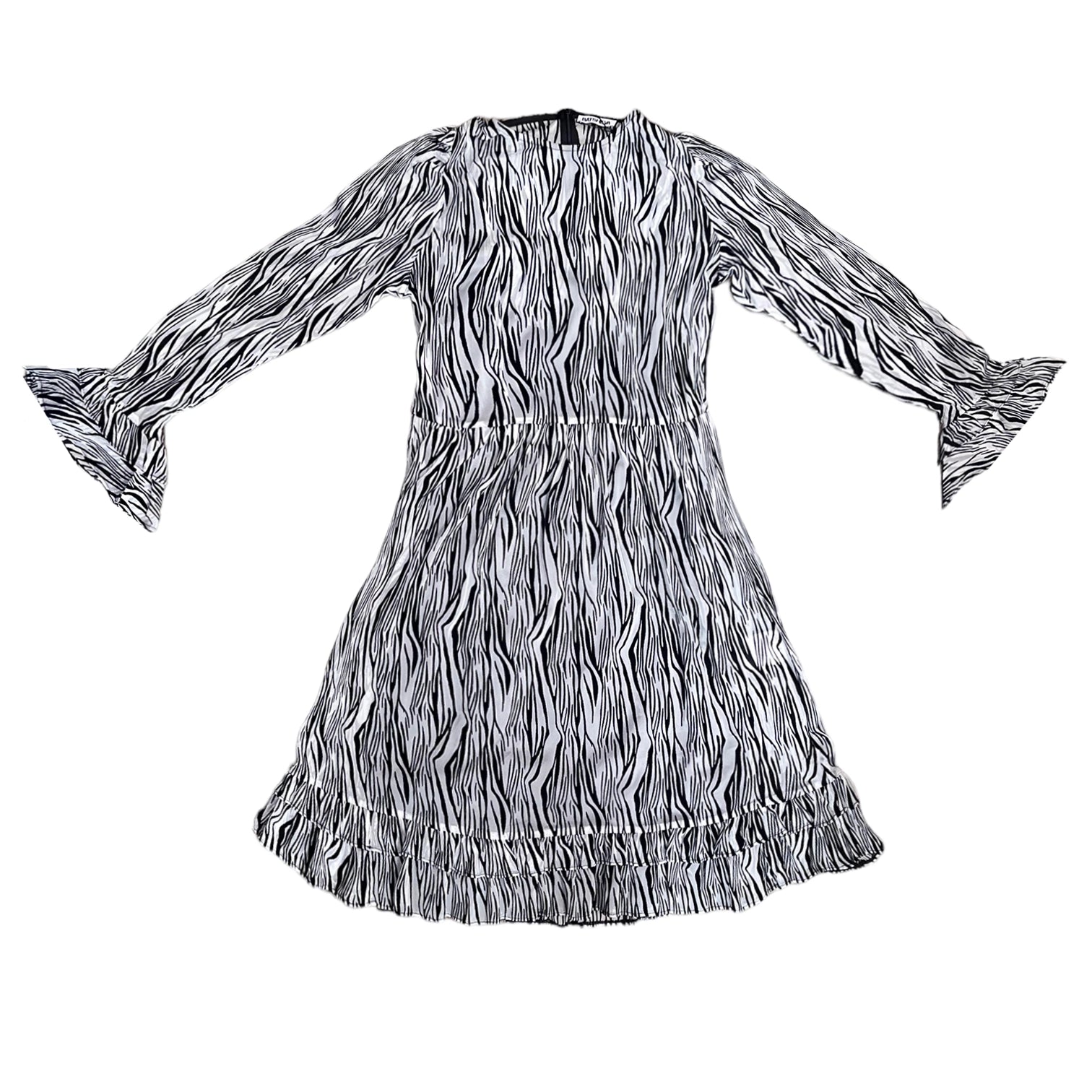 COLLARLESS PRAIRIE DRESS - FLOCKED ZEBRA