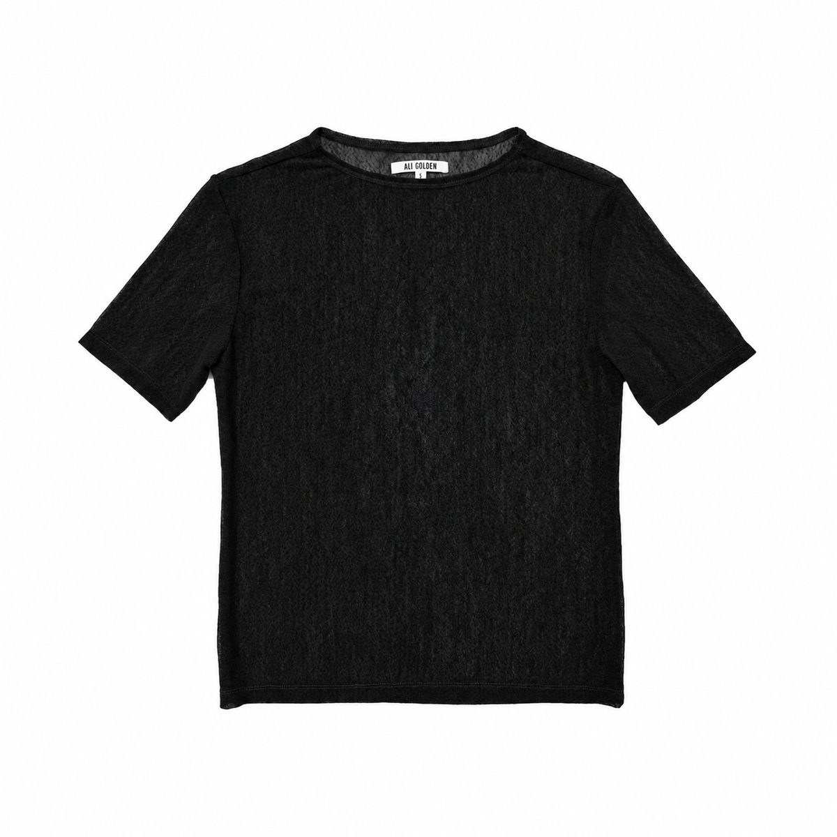 TEXTURED MESH T-SHIRT - BLACK