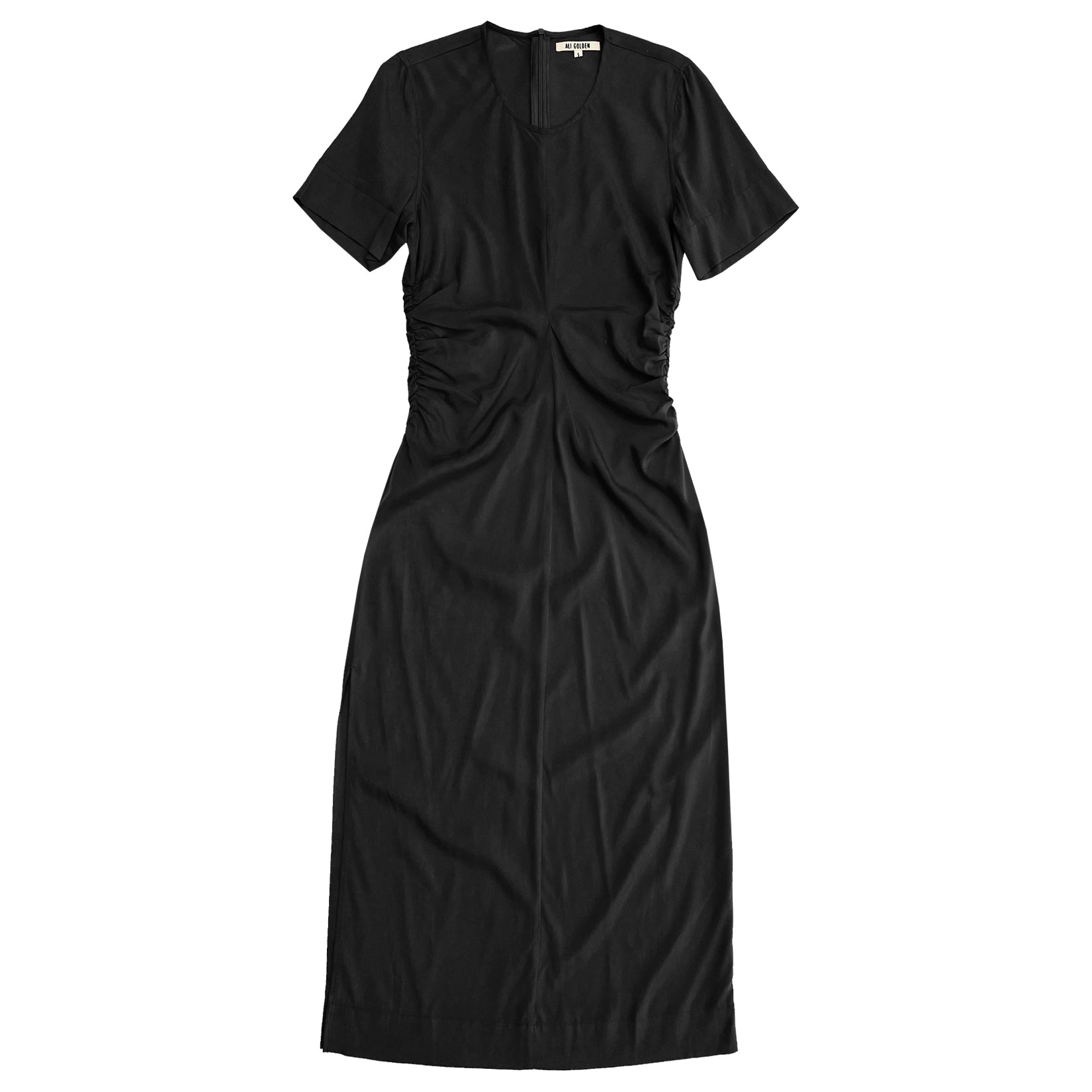 SIDE RUCHED FORM DRESS - BLACK