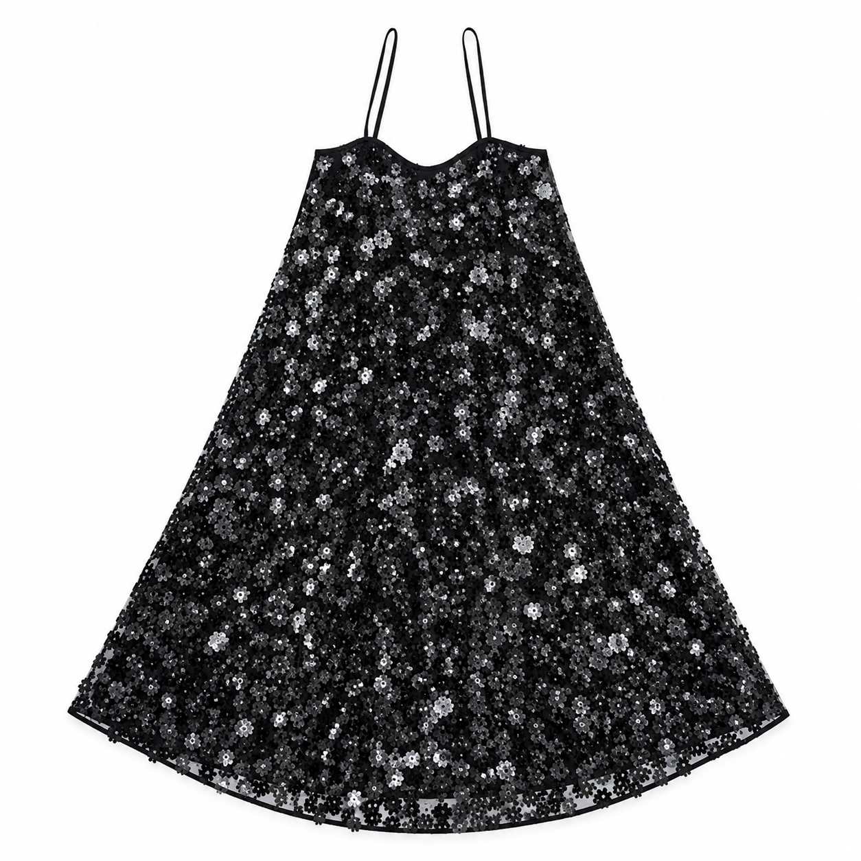 FULL HEM DRESS - BLACK FLOWER SEQUINS