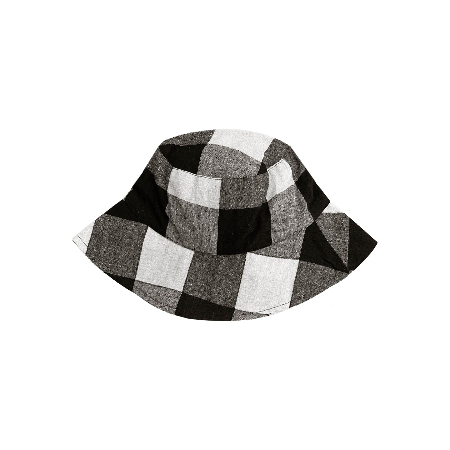 SILK NOIL BUCKET HAT - BLACK/CREAM PLAID