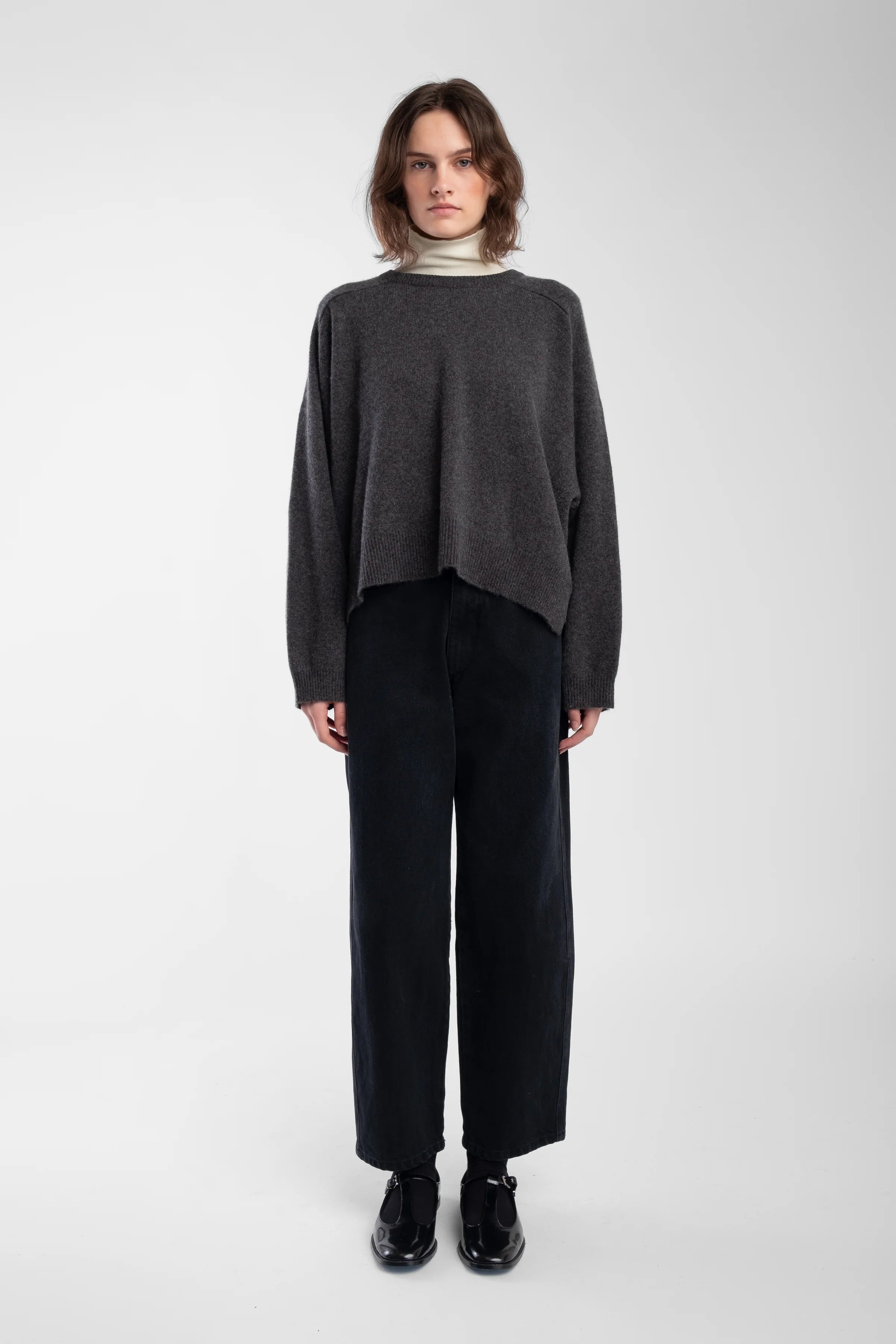 CASHMERE SHELL SWEATER - CHARCOAL