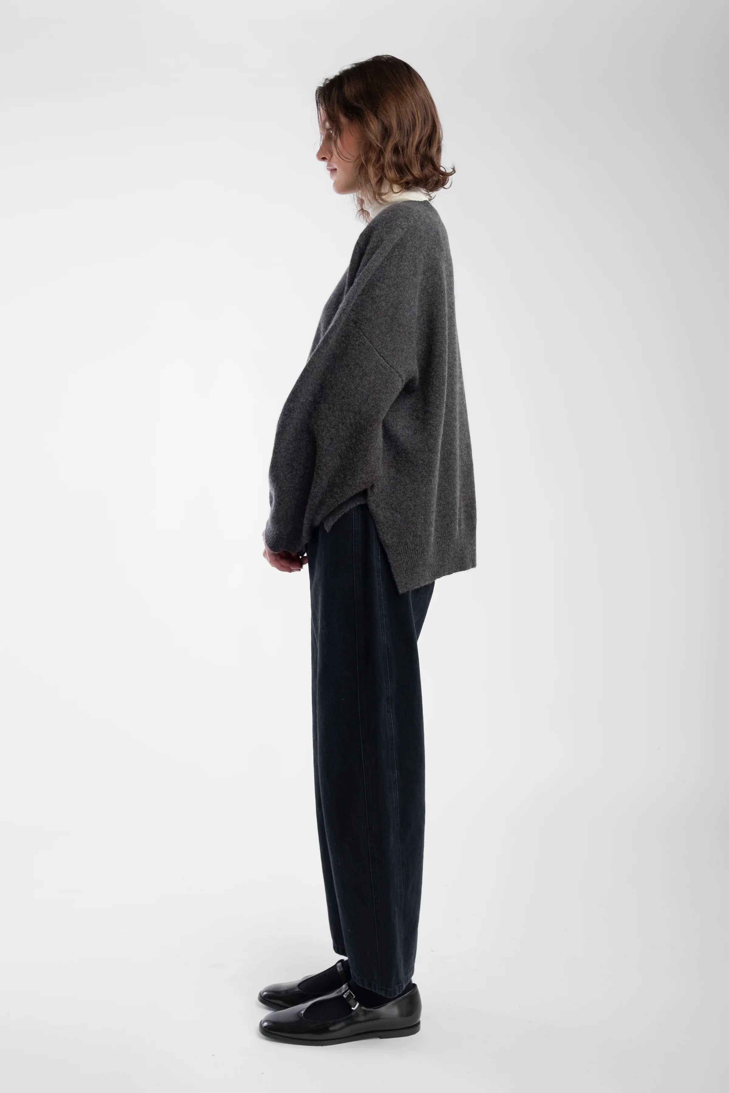 CASHMERE SHELL SWEATER - CHARCOAL