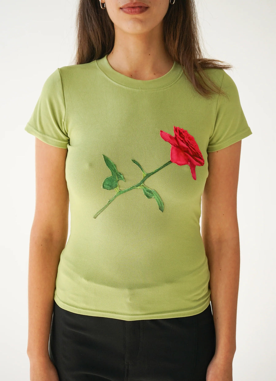 ROSE TEE - OLIVE GREEN