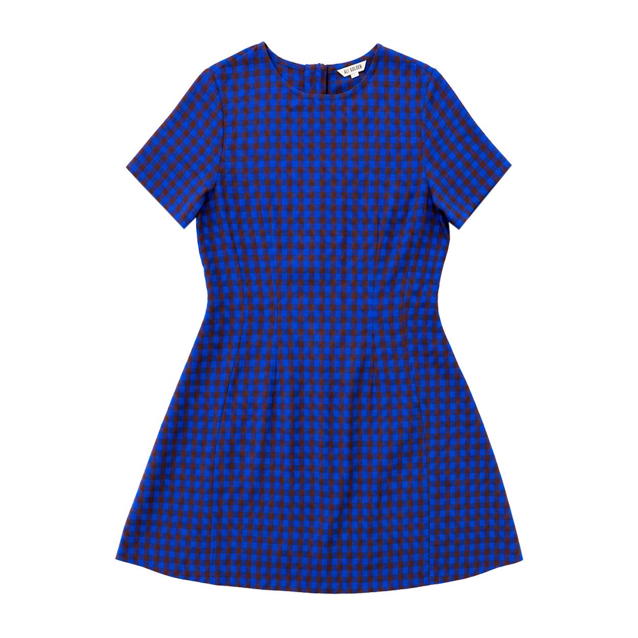 PLAID MINI DRESS - RUST/COBALT GINGHAM