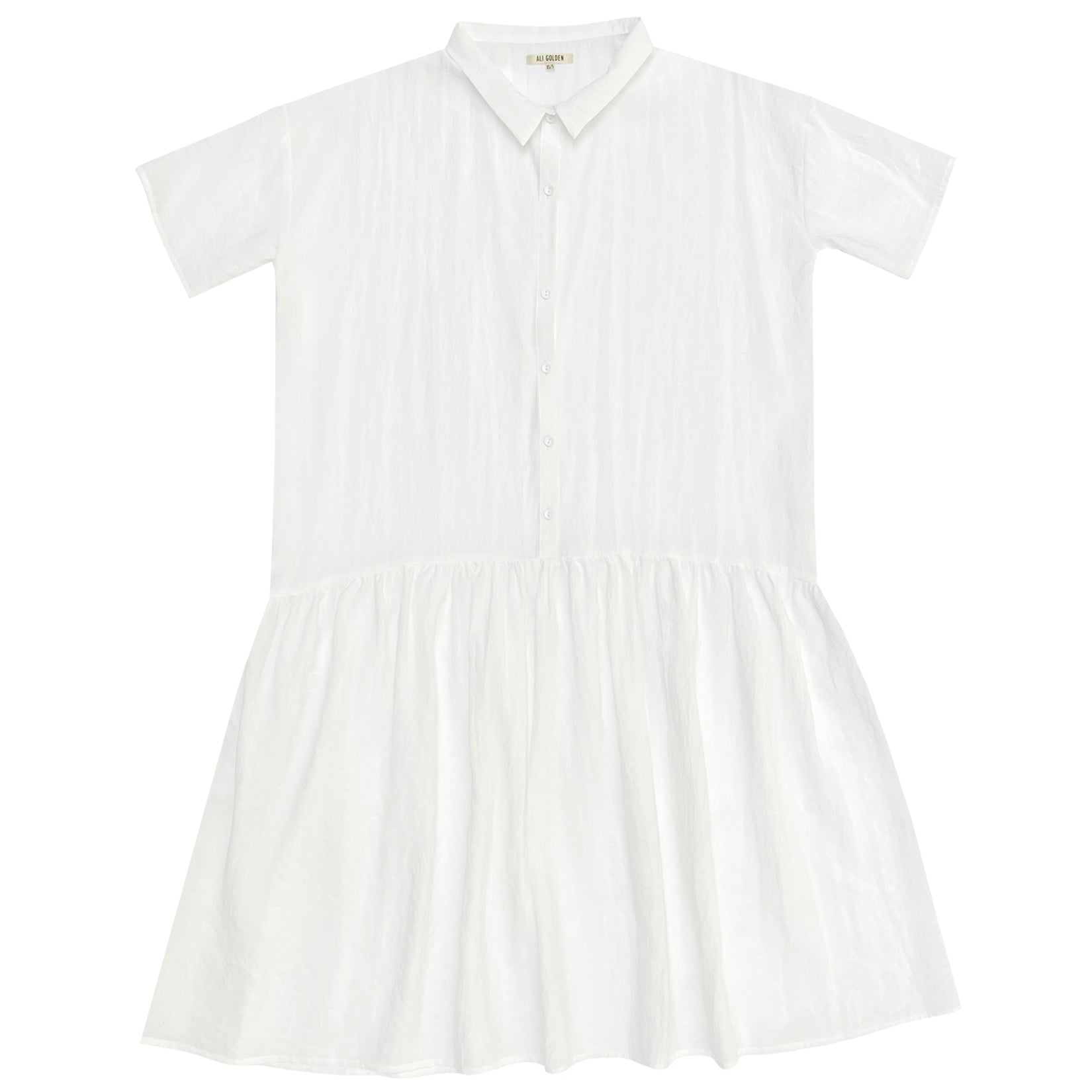 VISCOSE COLLARED DRESS - BONE