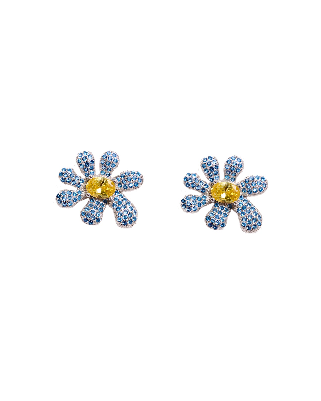 SQUASHED BLOSSOM EARRING - AQUAMARINE PAVE