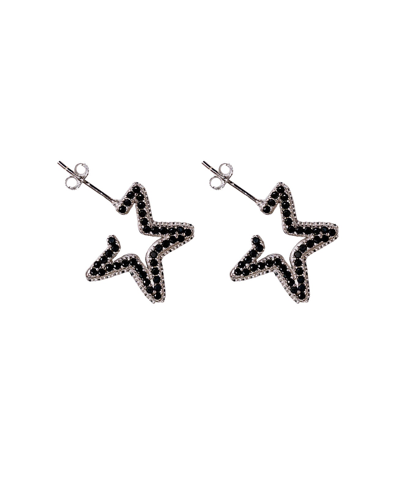 RHINESTONE STAR EARRINGS - BLACK DIAMOND