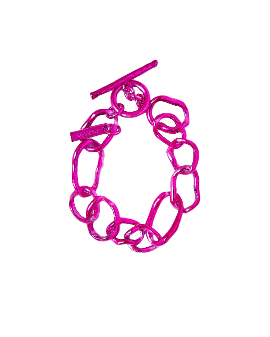 CRUSHED CHAIN BRACELET - FUCHSIA