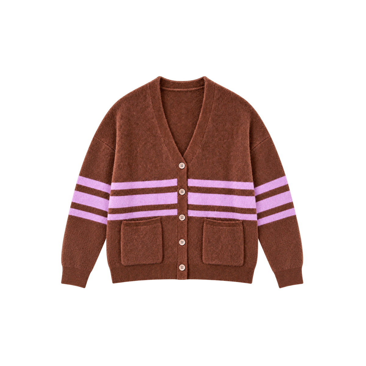 OVERSIZED MOHAIR CARDIGAN - COPPER/LILAC STRIPE