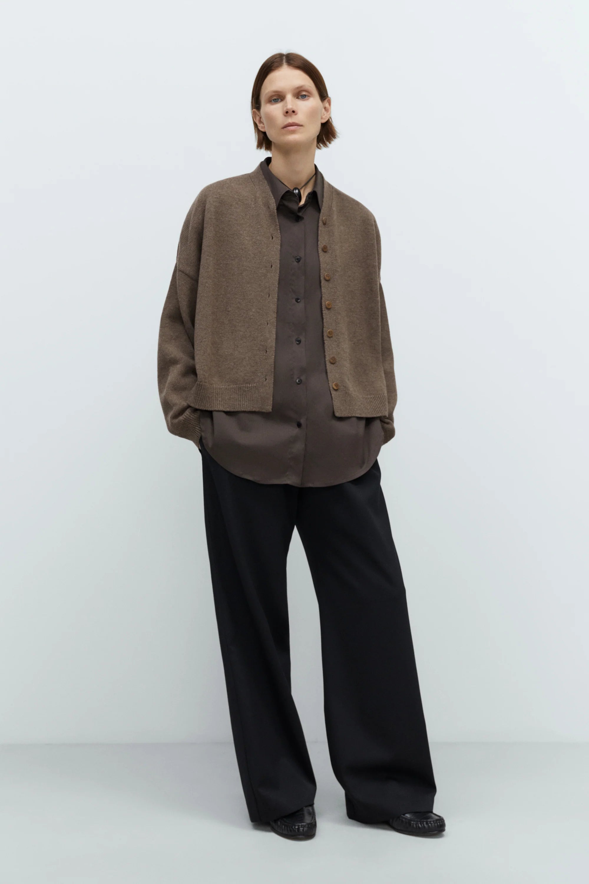 MERINO WOOL CARDIGAN - TAUPE