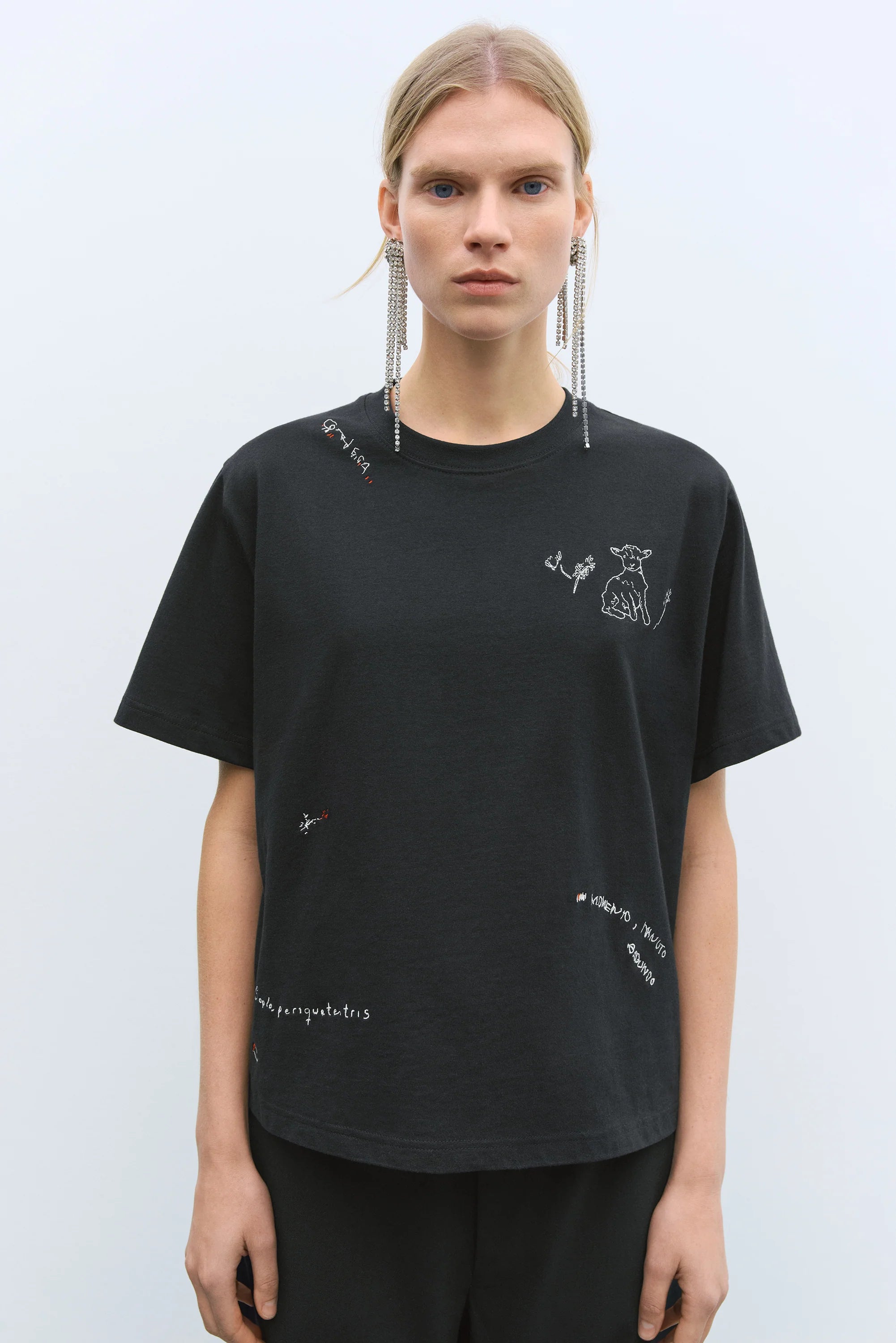 INSTANTE EMBROIDERED T-SHIRT - BLACK