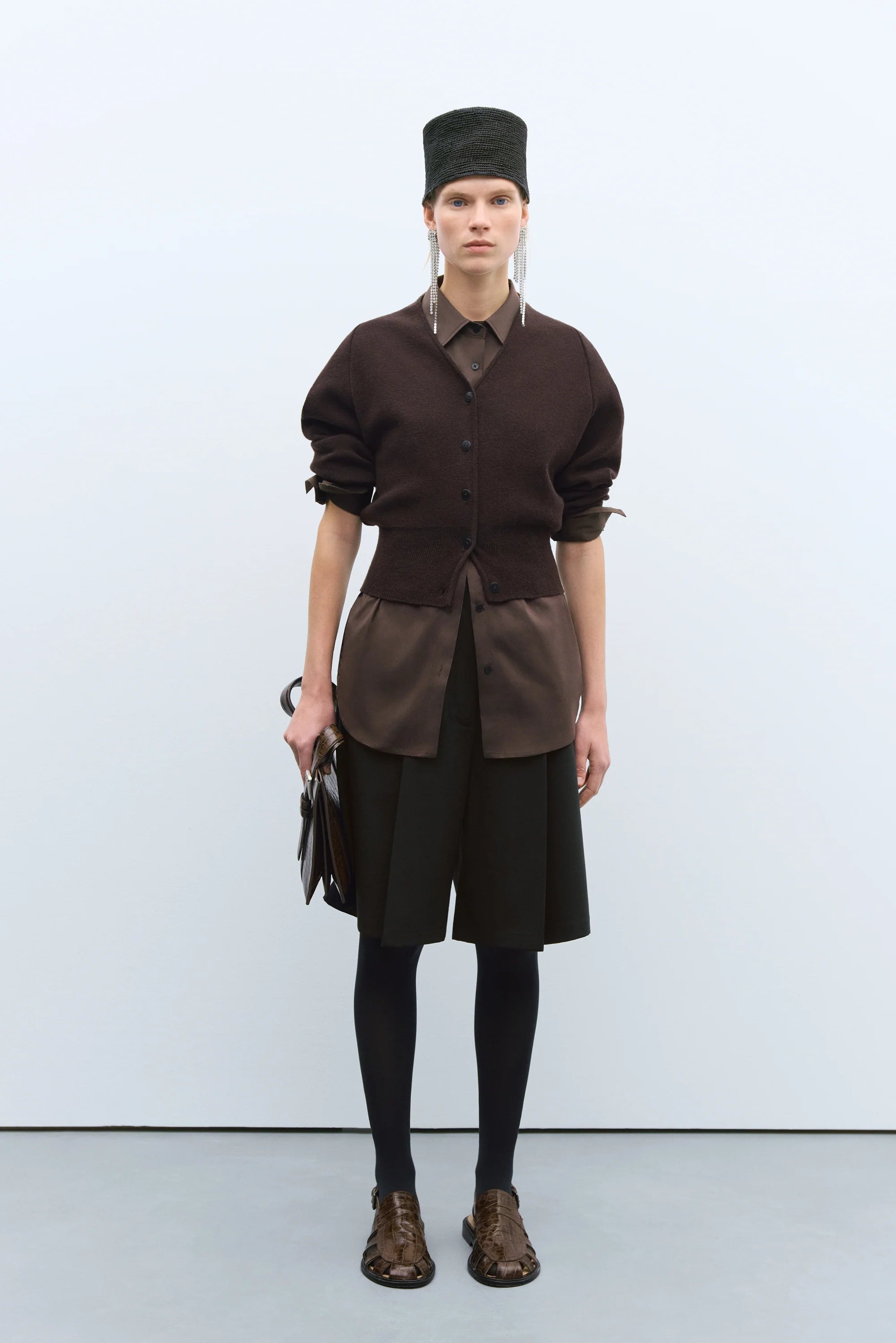 MERINO & CASHMERE CARDIGAN - BROWN