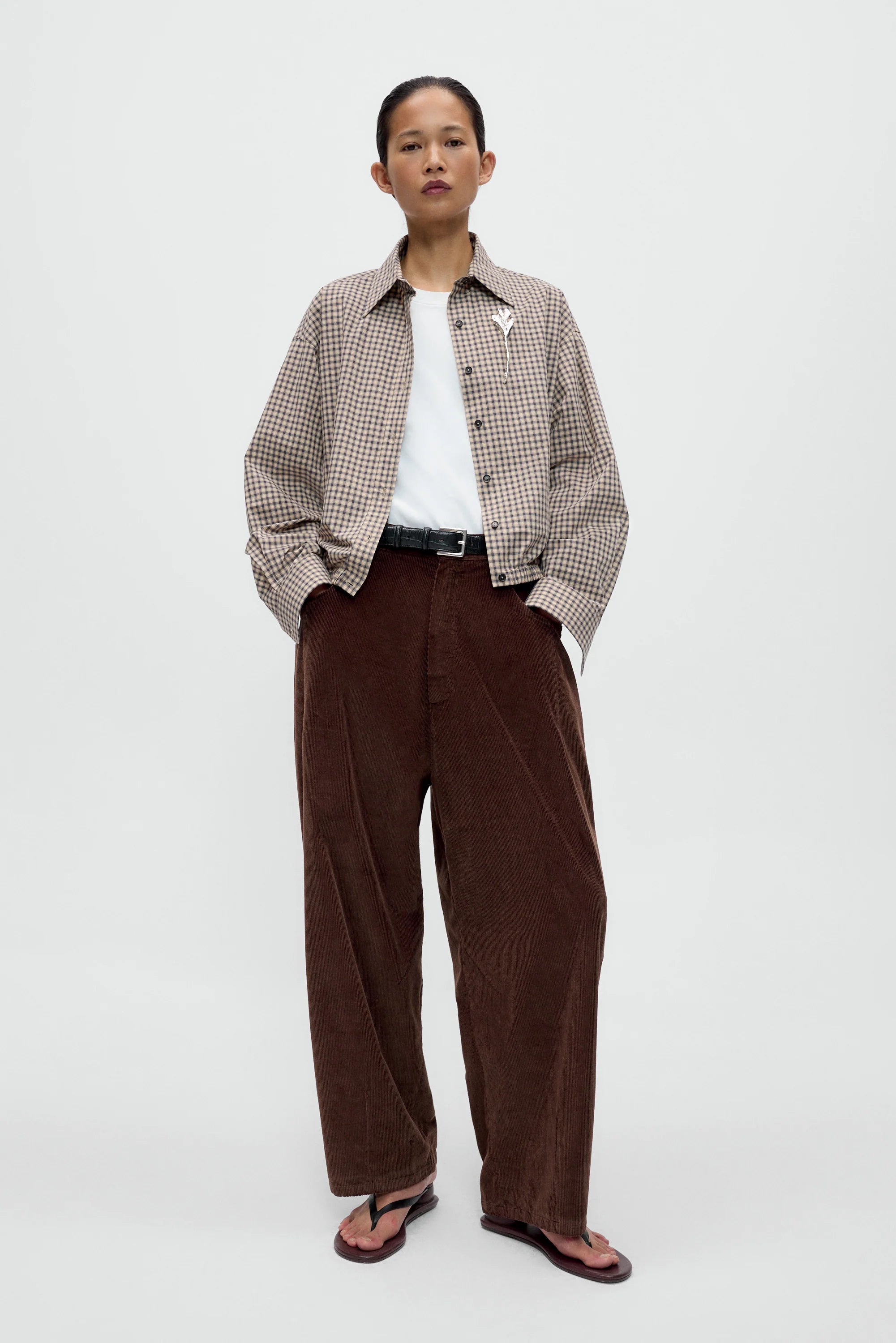 CORDUROY BAGGY PANTS - BROWN