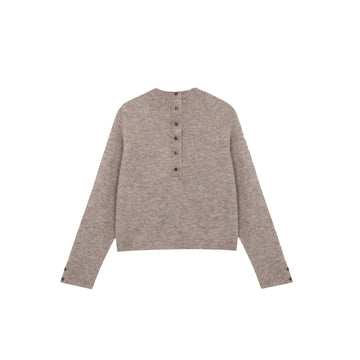 BABY ALPACA POLO SWEATER - TAUPE