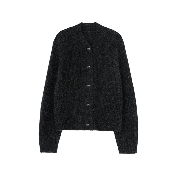 BABY ALPACA CARDIGAN SWEATER - ANTHRACITE