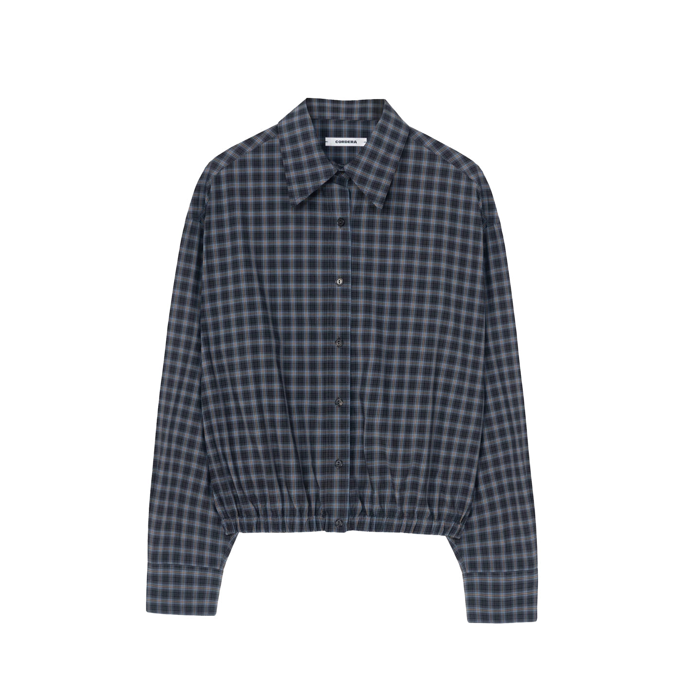 CHECKED BOMBER SHIRT - NAVY/ORANGE