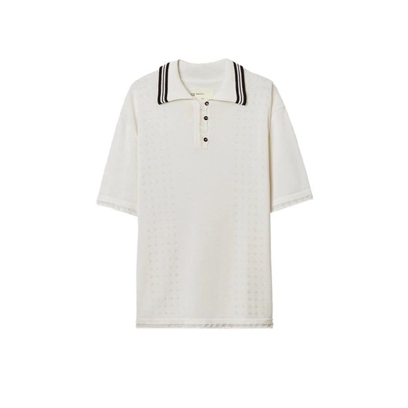 ORGANIC COTTON POINTELLE POLO - NATURAL