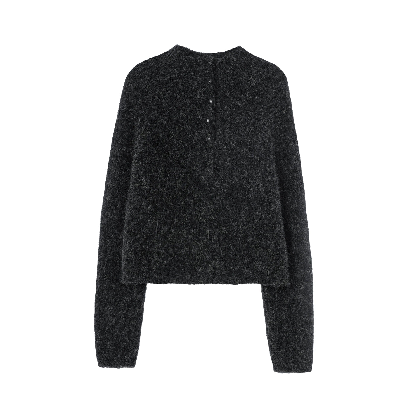 BABY ALPACA  POLO SWEATER - ANTHRACITE