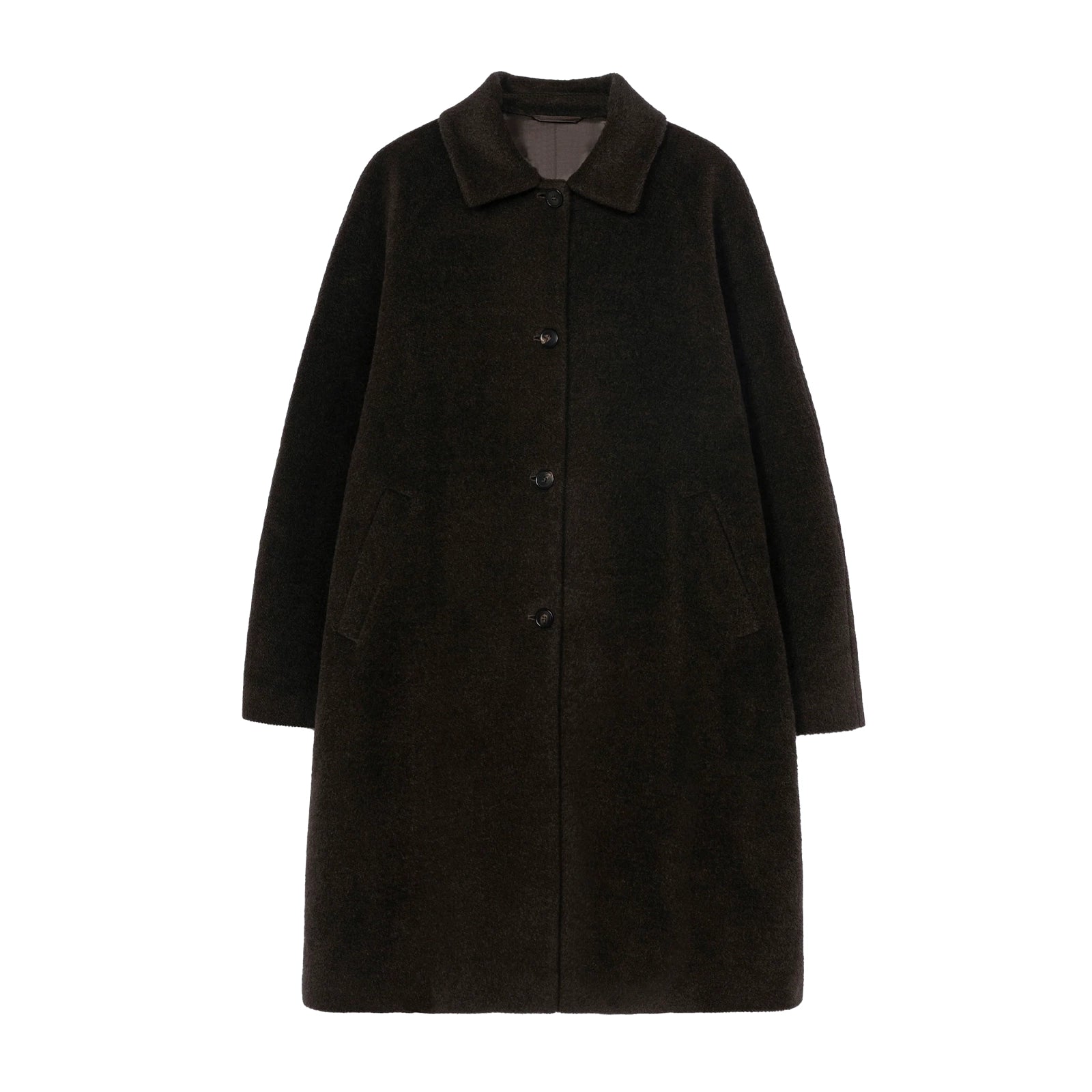 SINGLE-BREASTED WOOL COAT - MOCCA