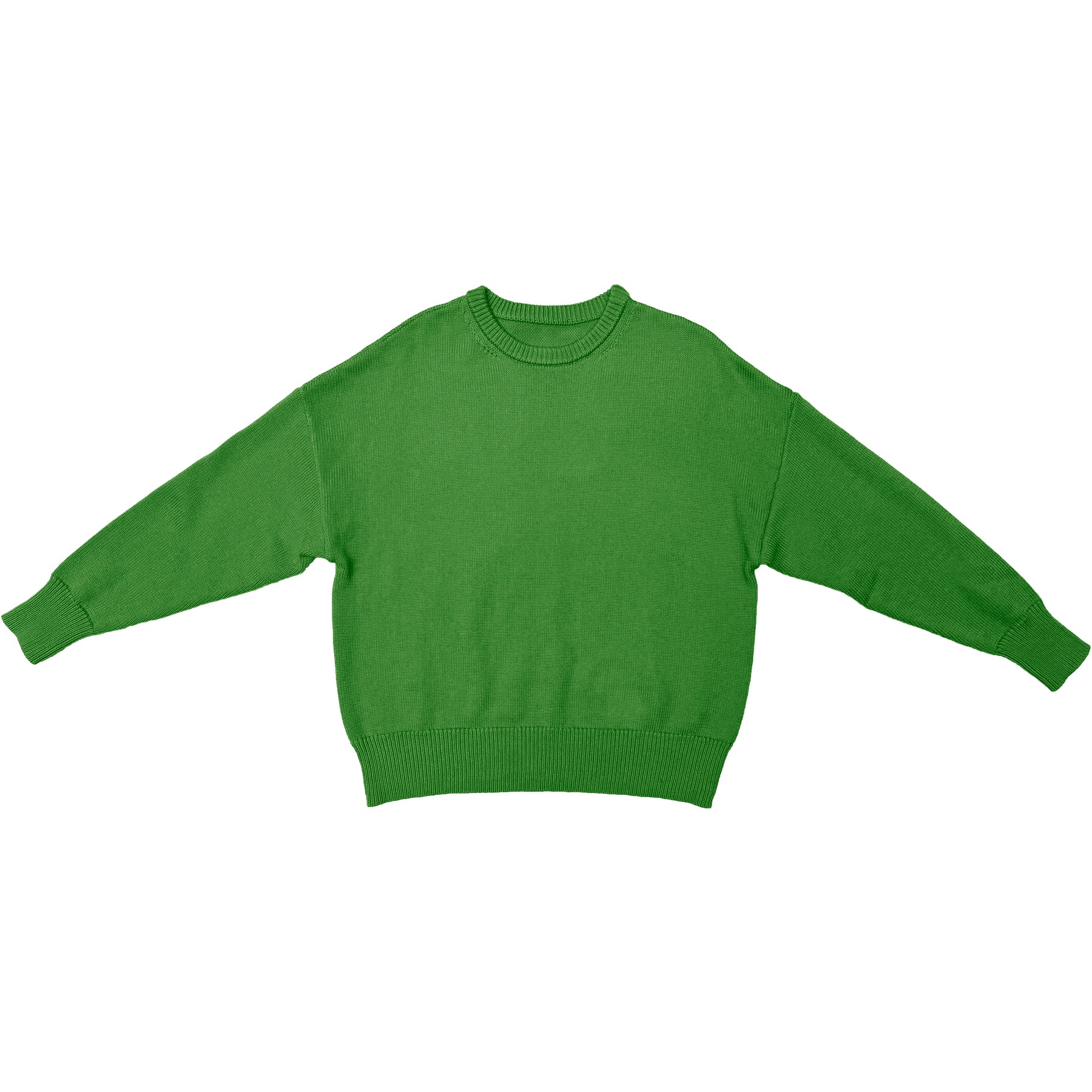 CHUNKY COTTON PULLOVER - GRASS GREEN