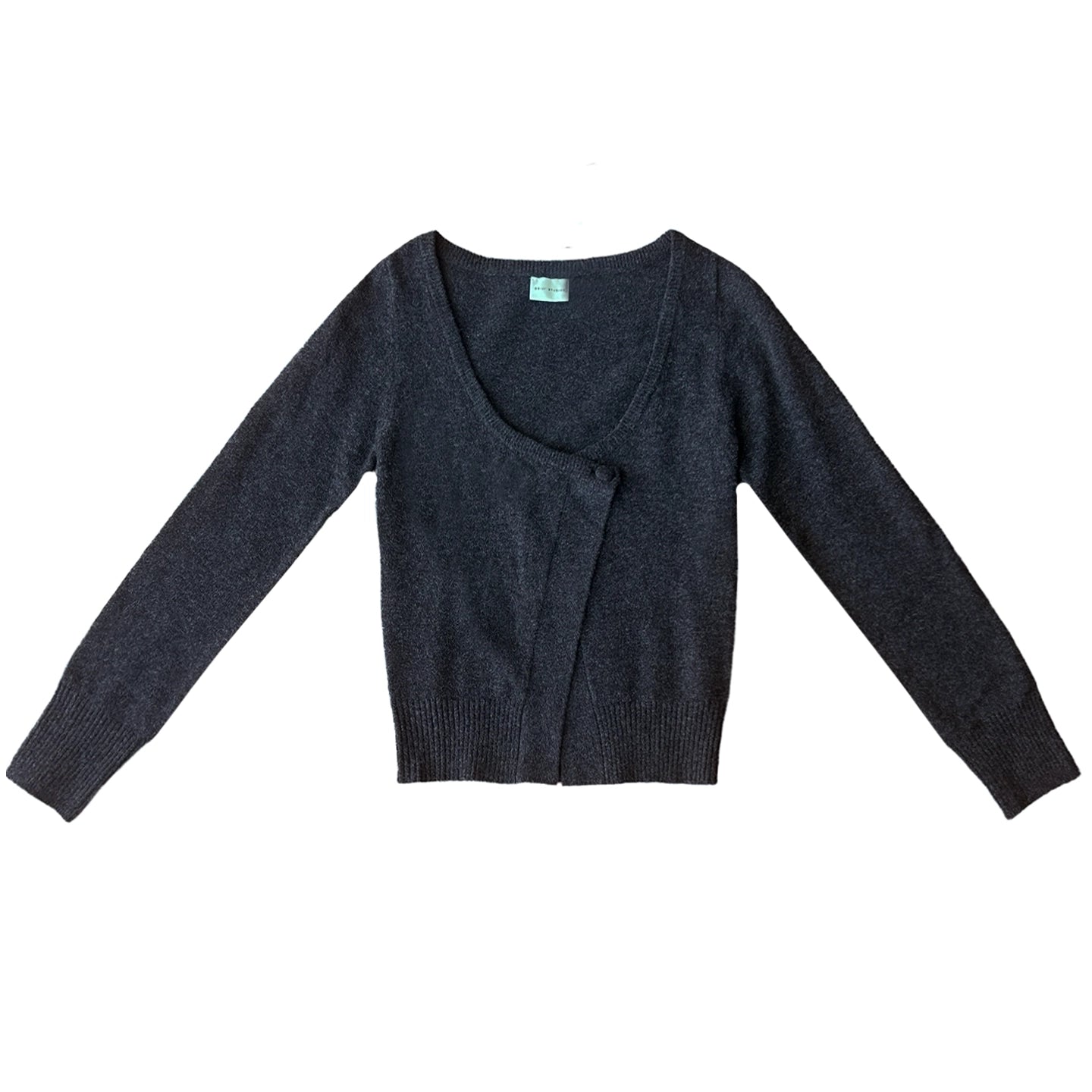 ASYMMETRICAL KNIT CARDI - CHARCOAL